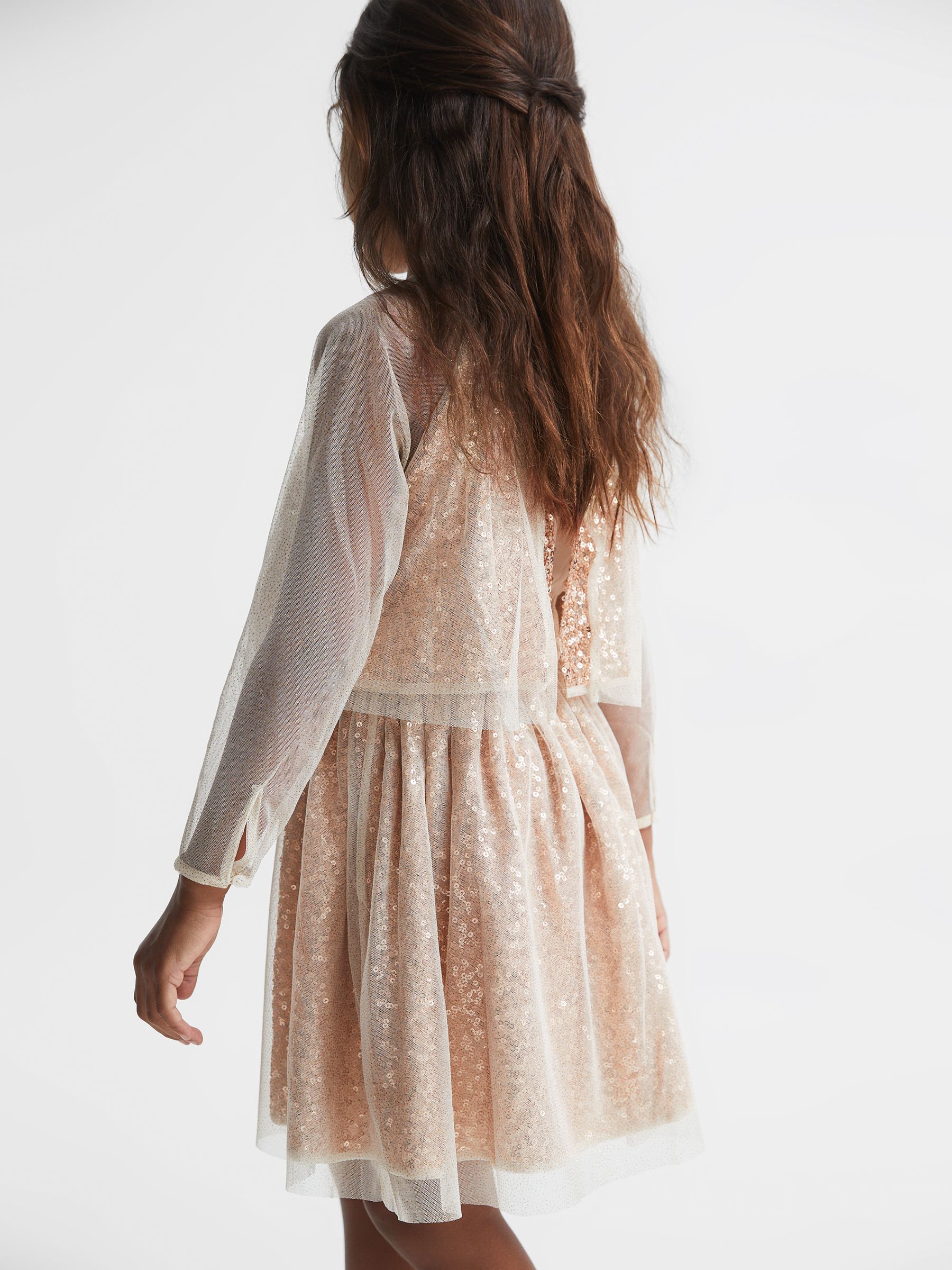 Senior Sequin Sheer Tutu Dress in Gold - Image 4 of 6