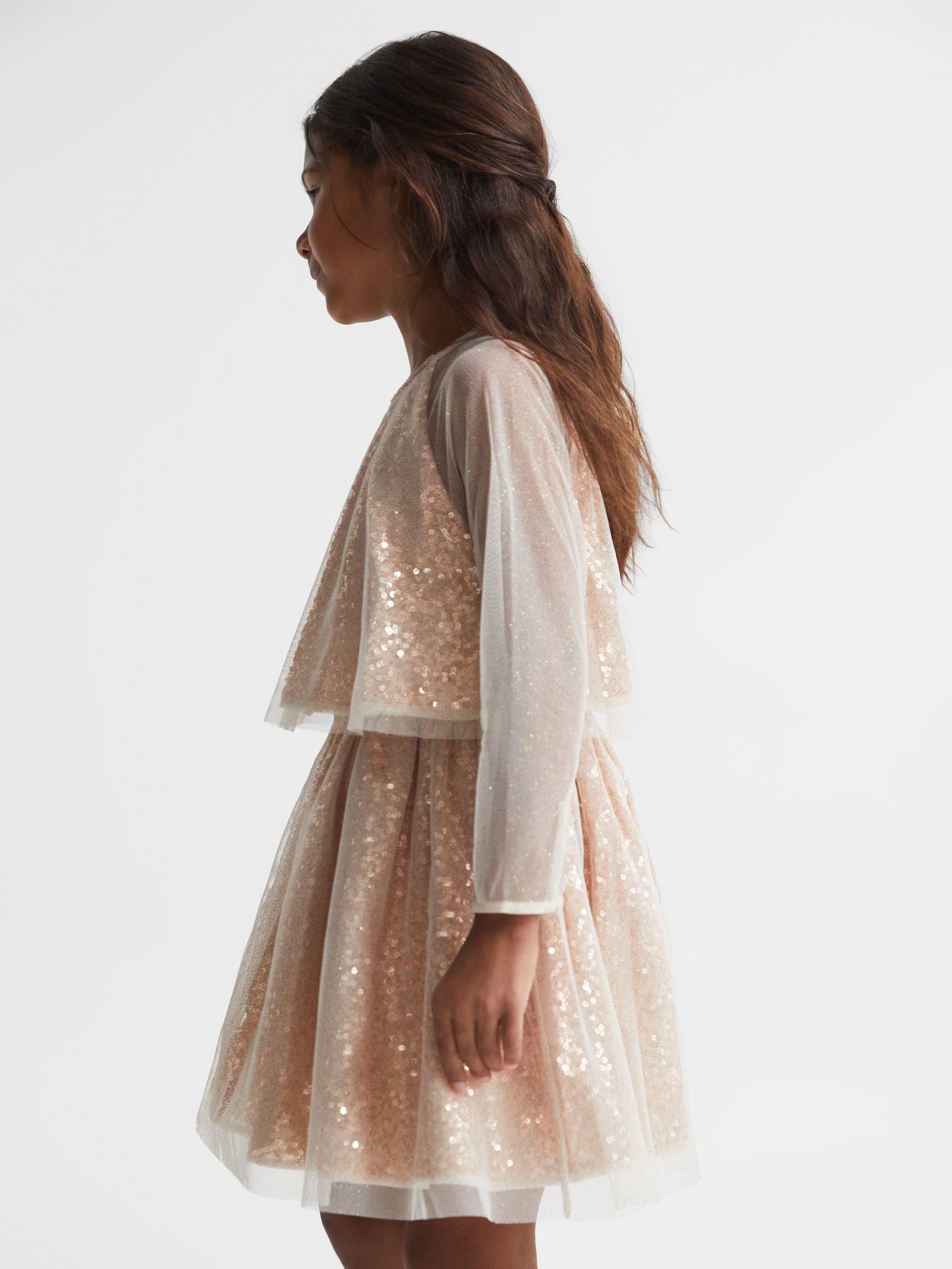 Senior Sequin Sheer Tutu Dress in Gold - Image 5 of 6