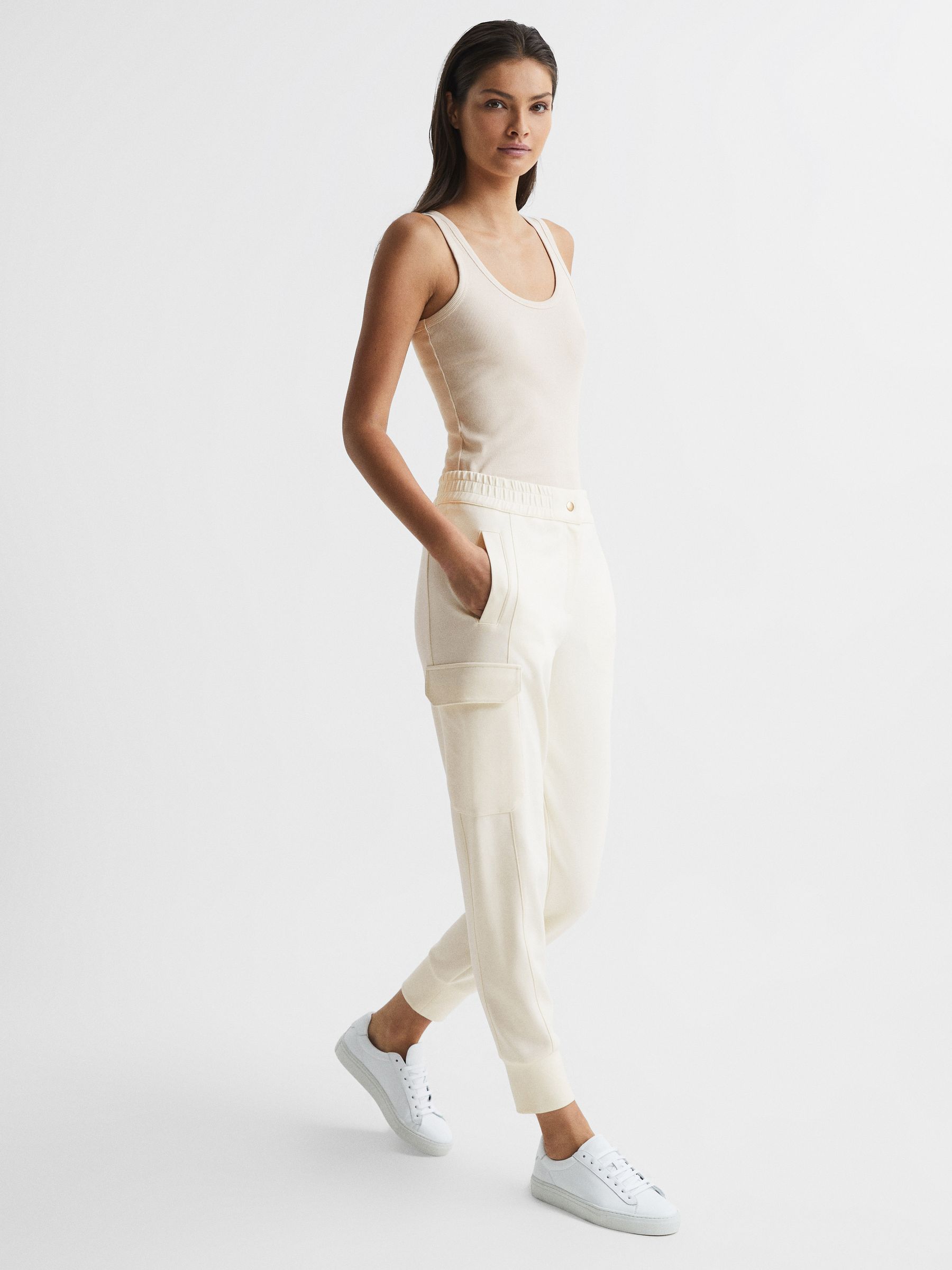 Technical Joggers in Cream - Image 3 of 7