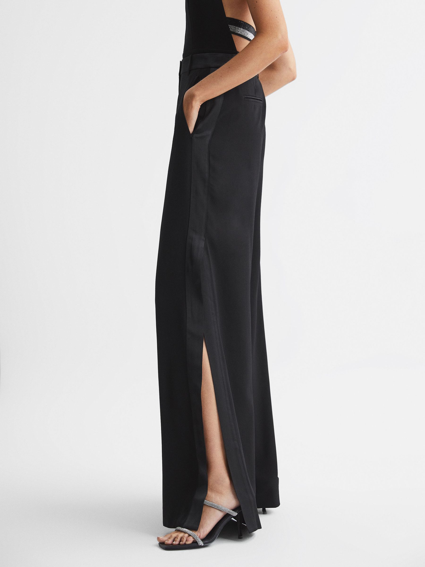 Extreme Split Wide Leg Trousers in Black - Image 3 of 6