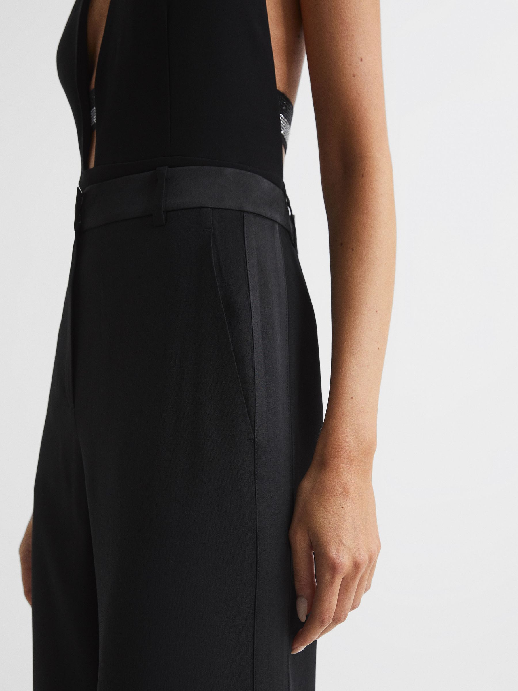 Extreme Split Wide Leg Trousers in Black - Image 4 of 6