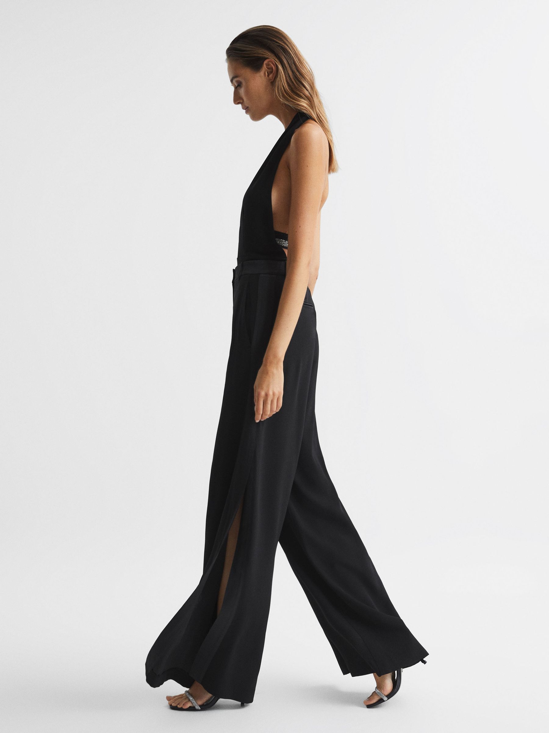 Extreme Split Wide Leg Trousers in Black - Image 6 of 6