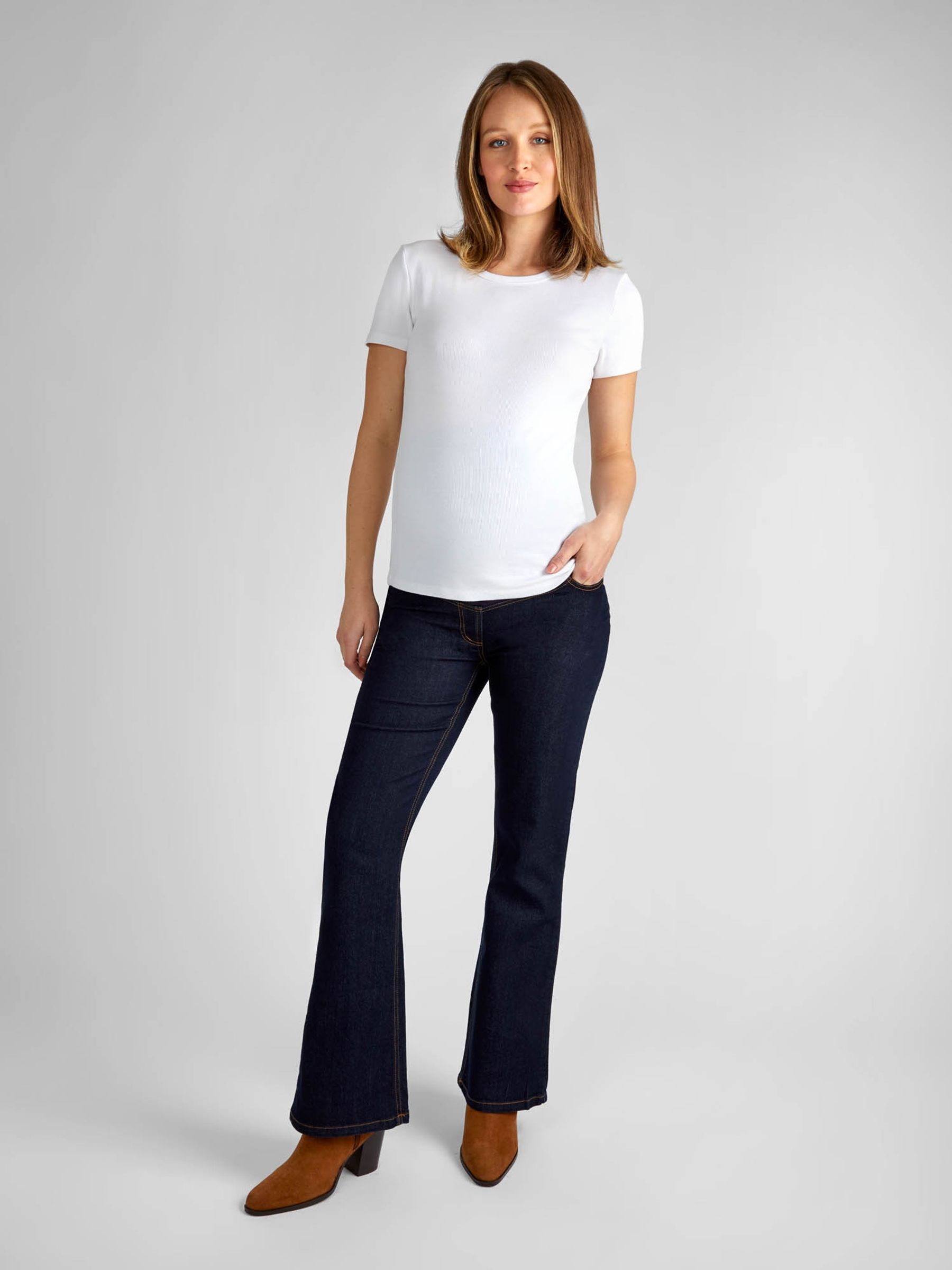 Dark Wash Blue Bootcut Maternity Denim Jeans - Image 3 of 4