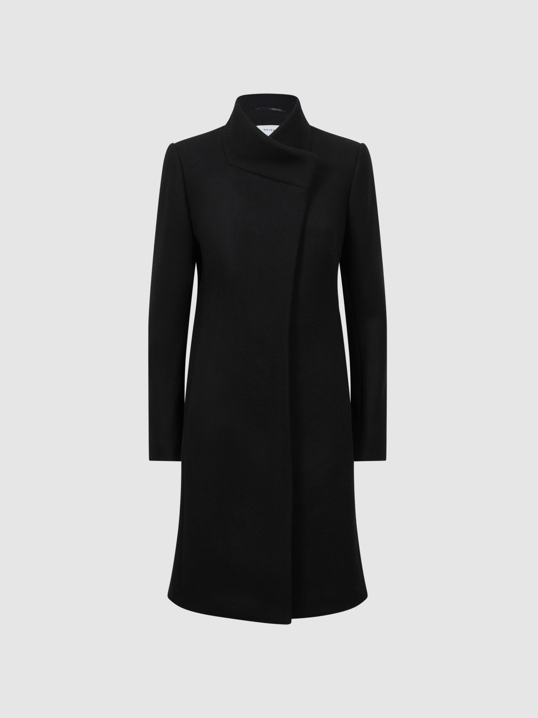 Wool Blend Mid-Length Coat in Black - Image 2 of 8