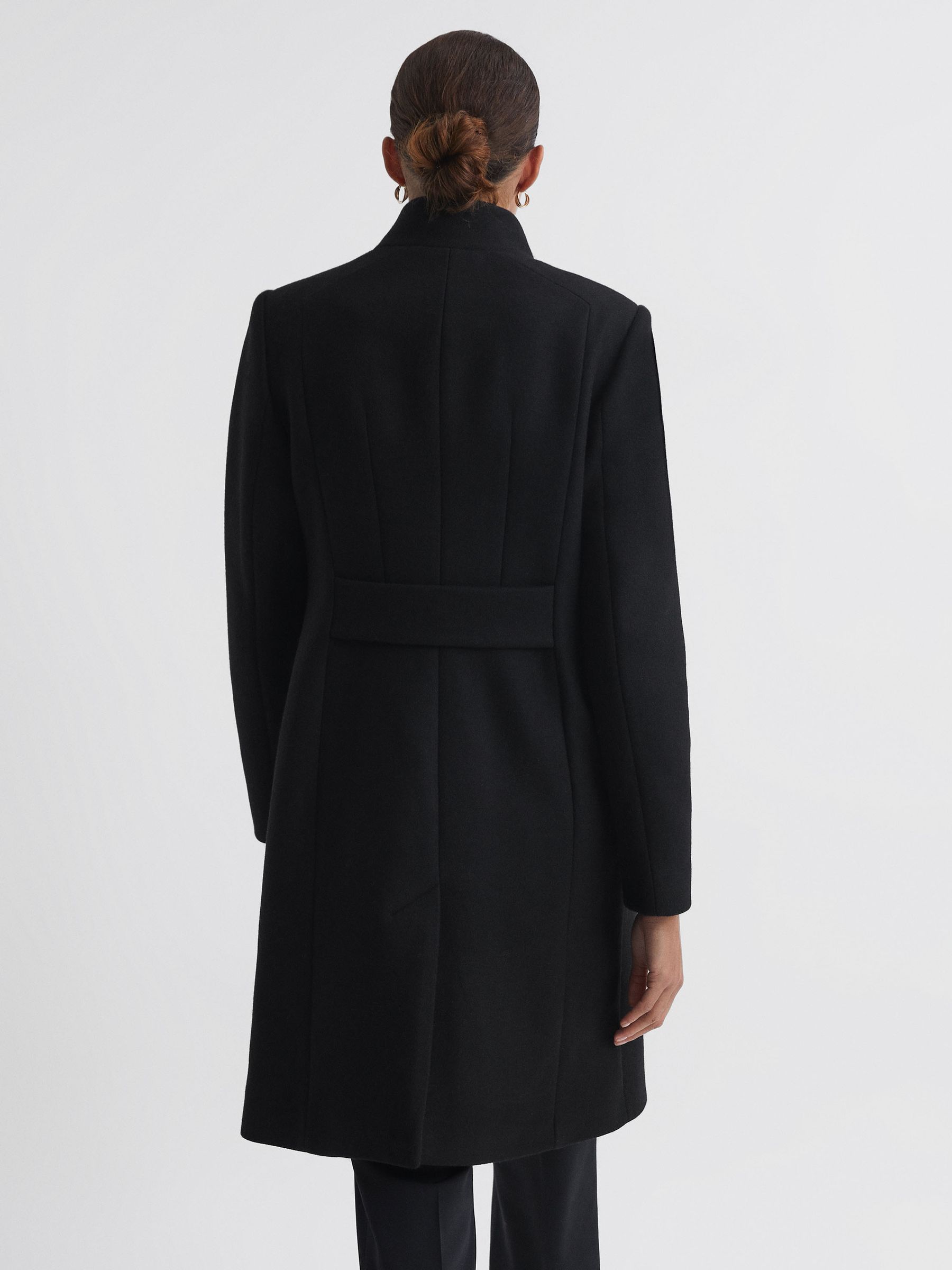 Wool Blend Mid-Length Coat in Black - Image 6 of 8