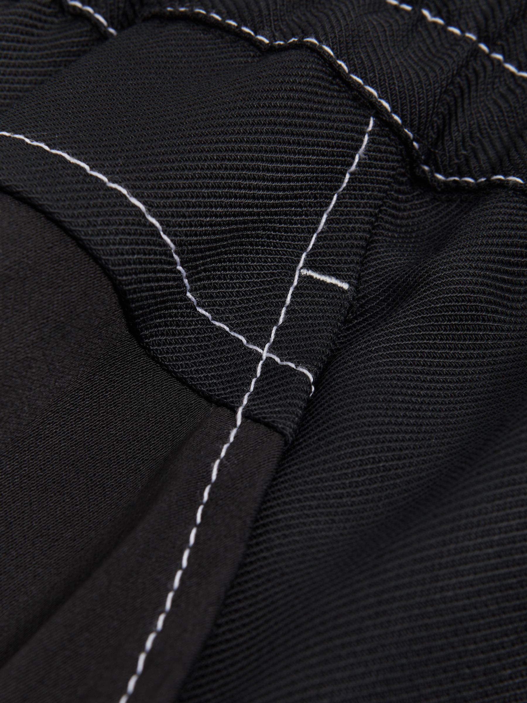 Atelier Italian Relaxed Contrast Stitch Drawstring Trousers in Black - Image 6 of 6