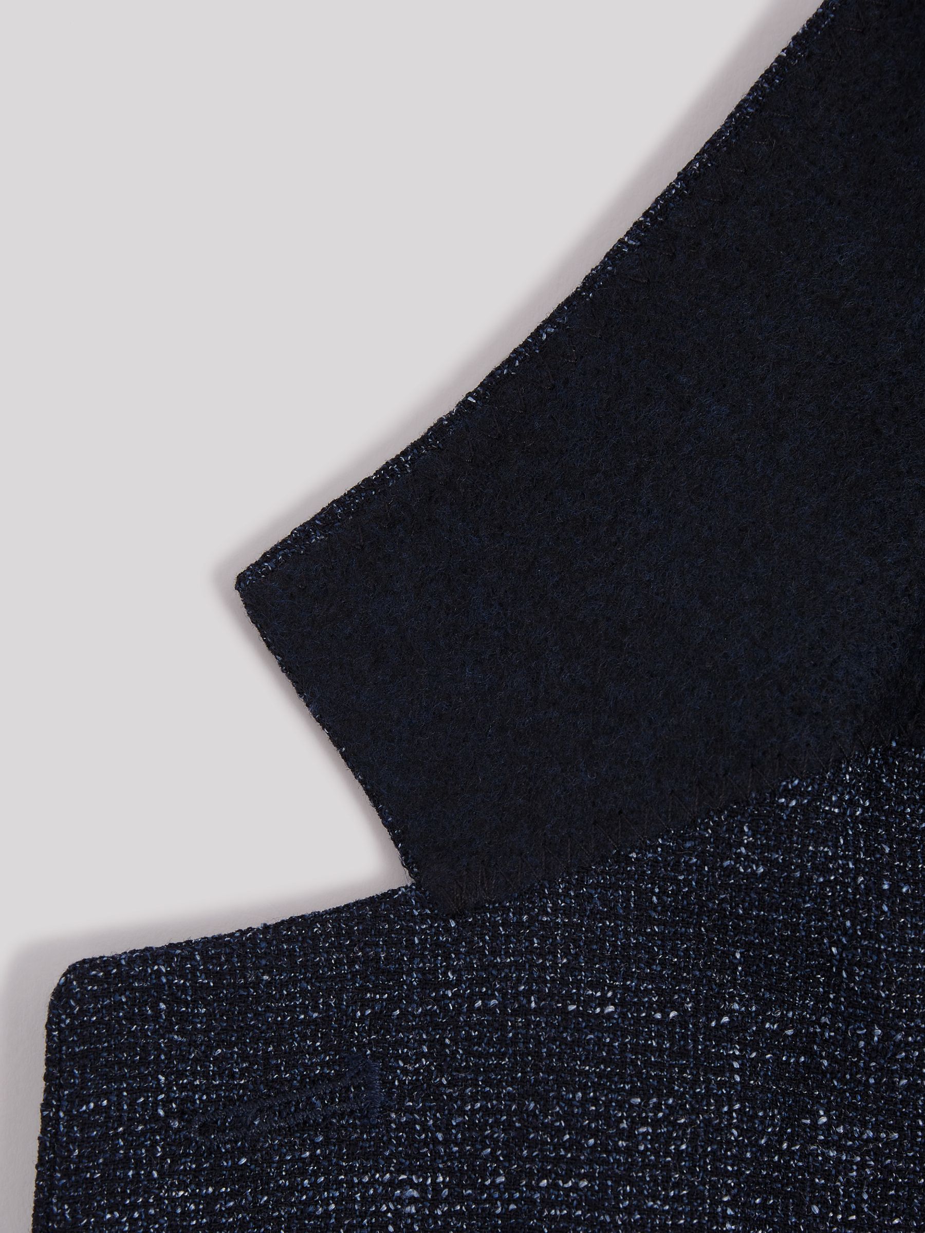 Seep Navy Single Breasted Flecked Slim Fit Blazer - Image 11 of 11