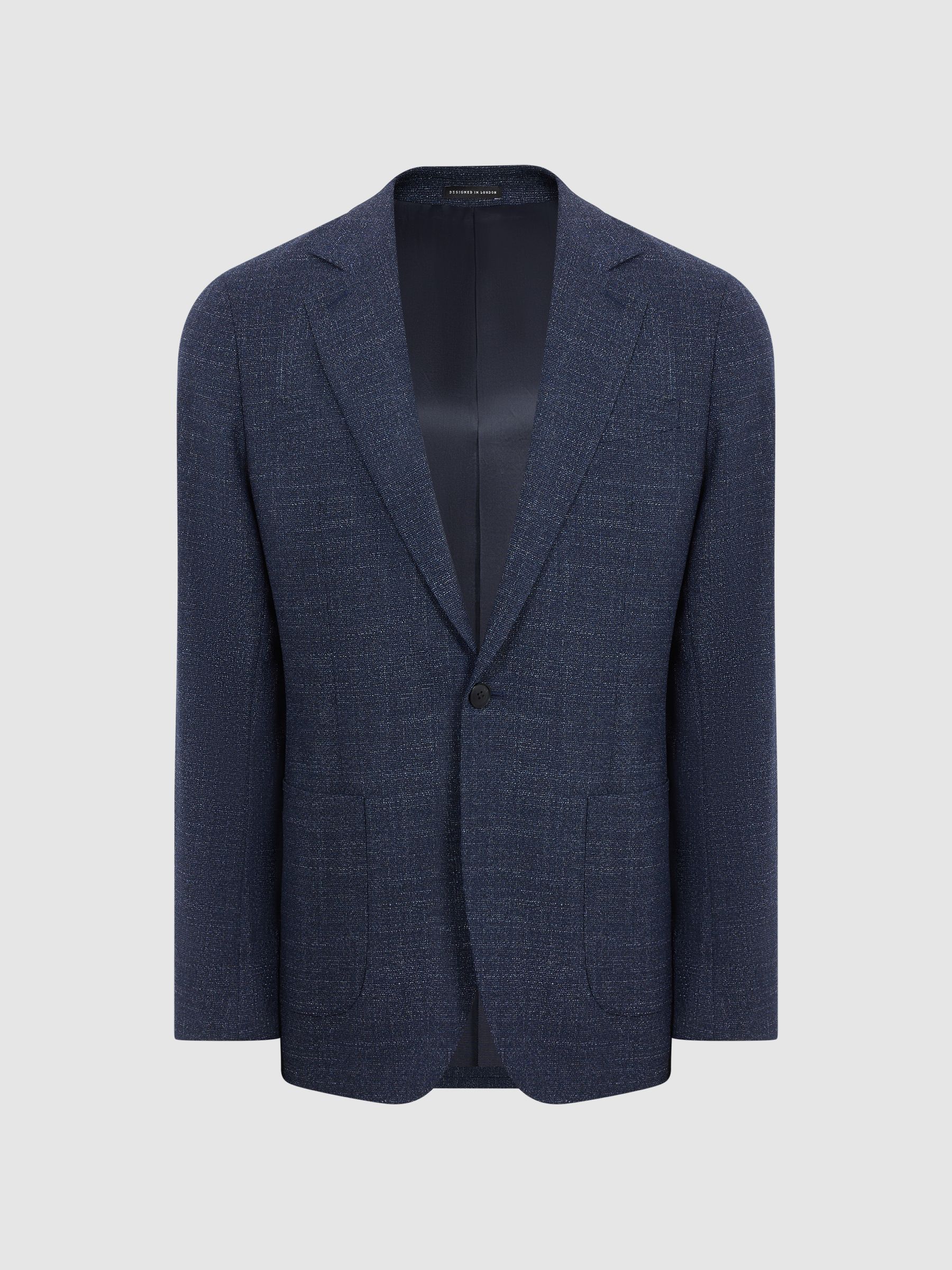 Seep Navy Single Breasted Flecked Slim Fit Blazer - Image 2 of 11 Seep Navy Single Breasted Flecked Slim Fit Blazer - Image 2 of 11