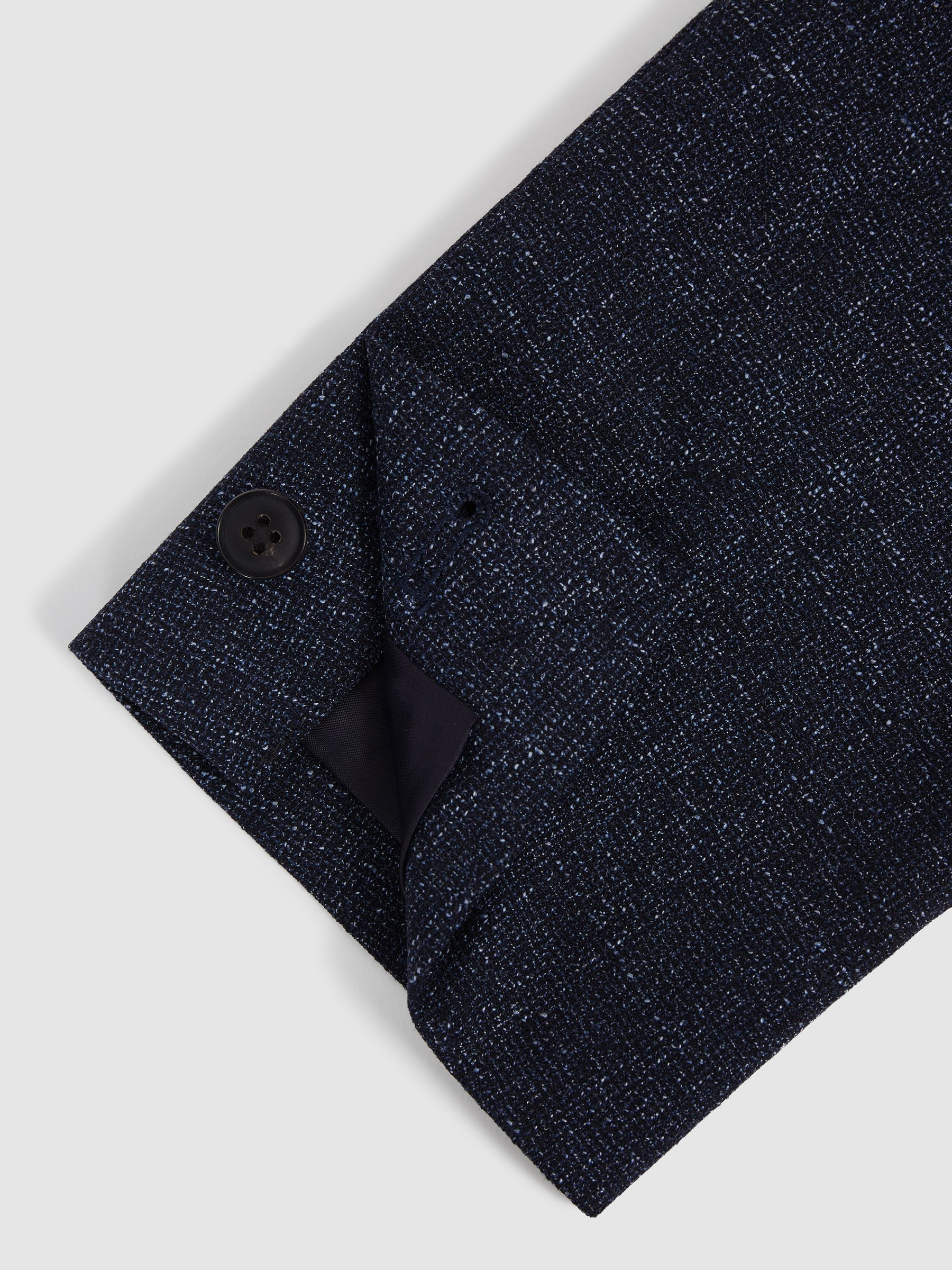 Seep Navy Single Breasted Flecked Slim Fit Blazer - Image 9 of 11