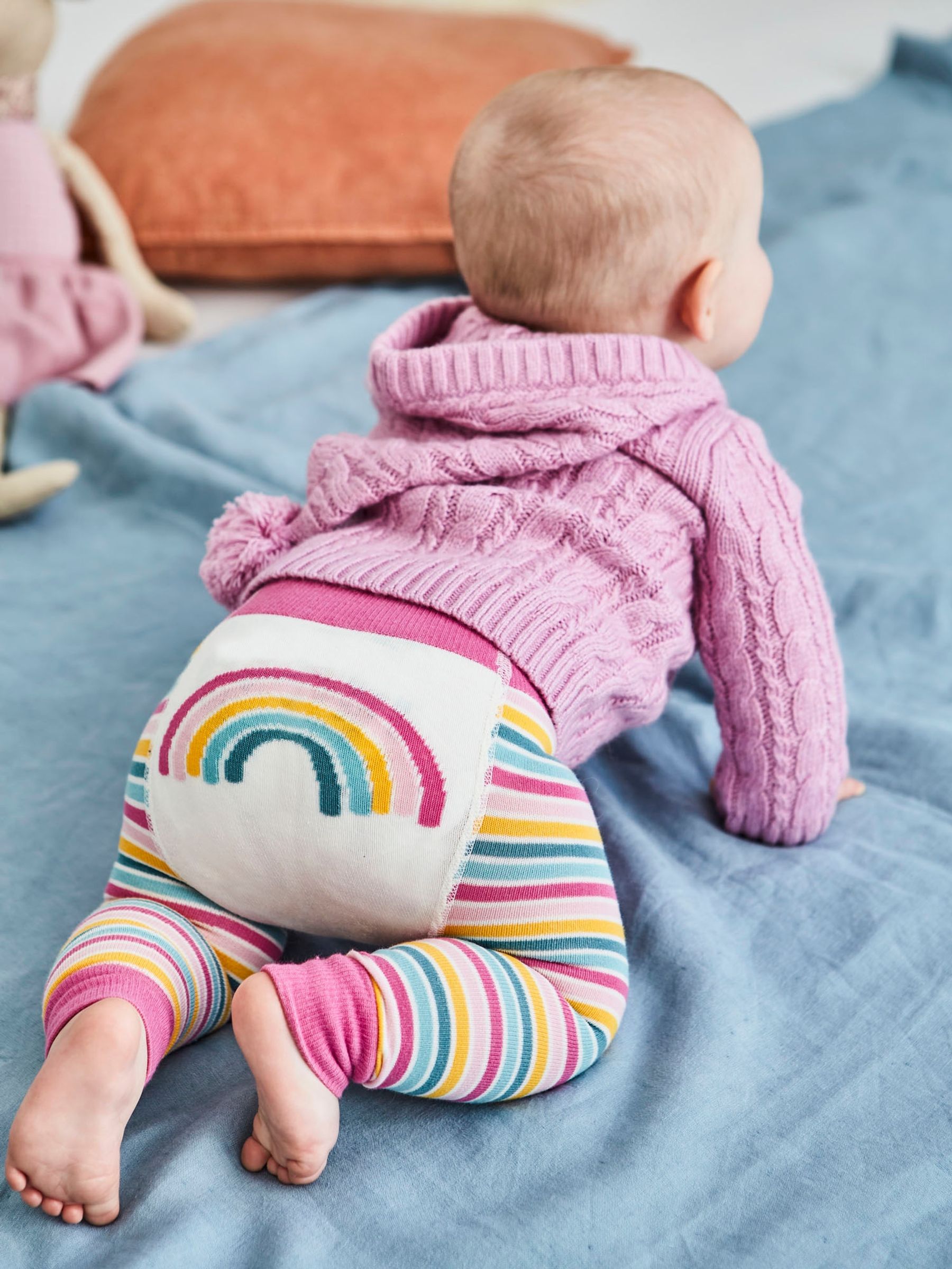 Pink Rainbow Stripe Baby Leggings - Image 4 of 4