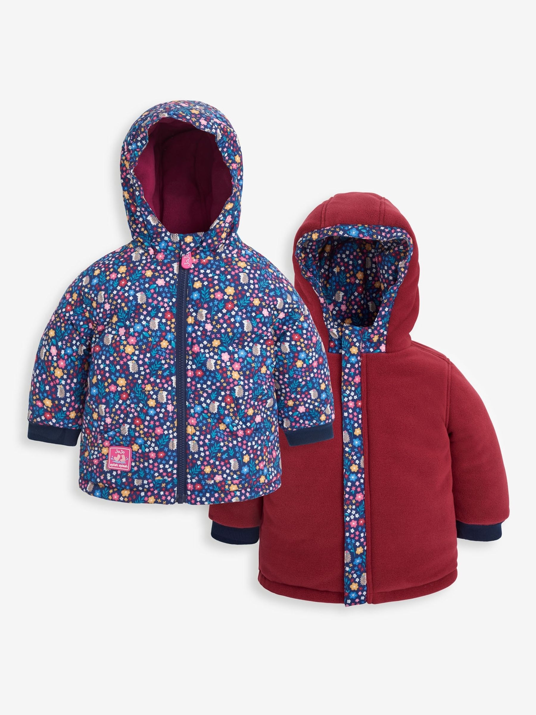 Woodland Reversible Fleece Lined Jacket in Berry - Image 1 of 9