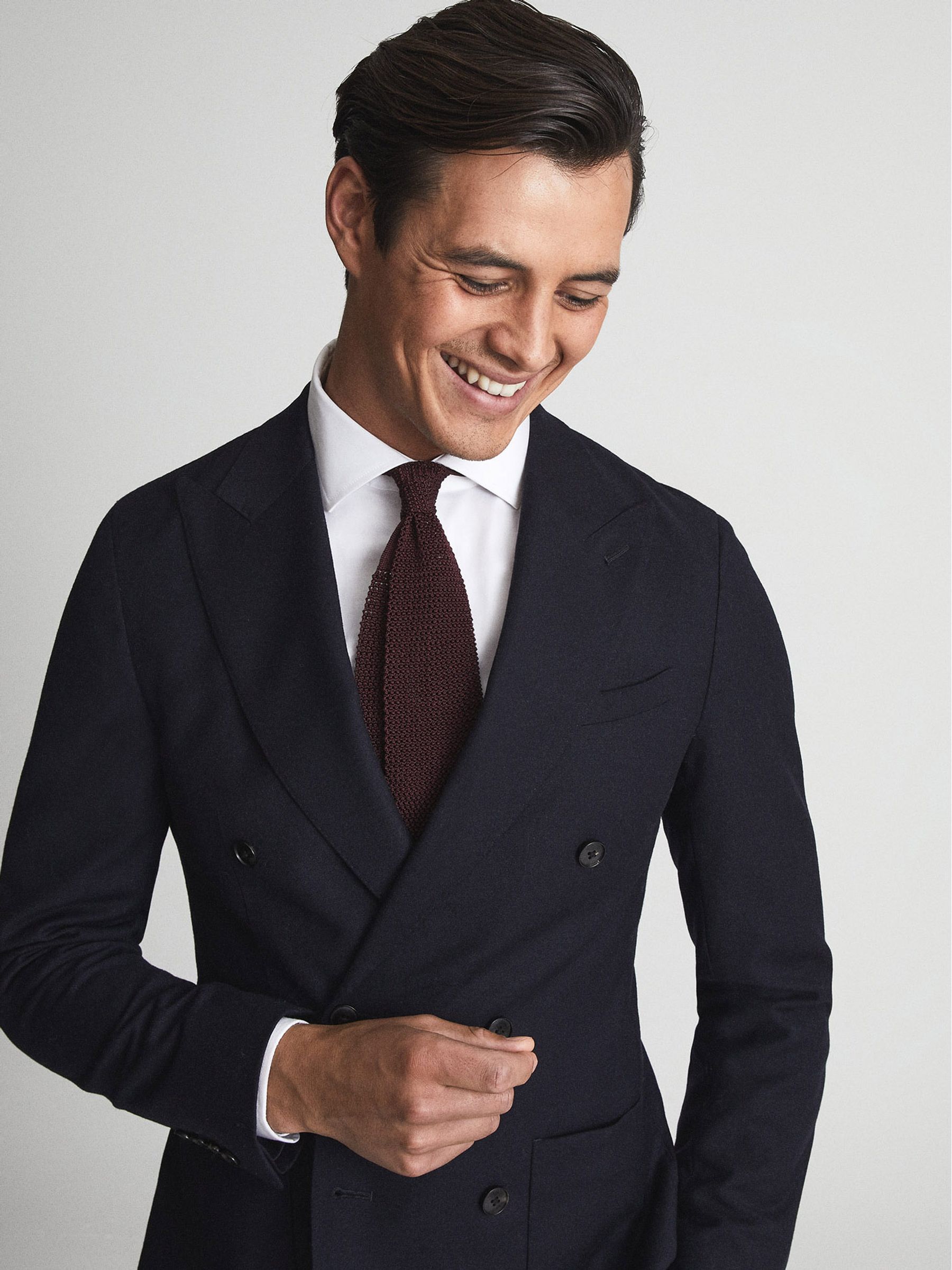 Knitted Silk Tie in Burgundy - Image 2 of 4