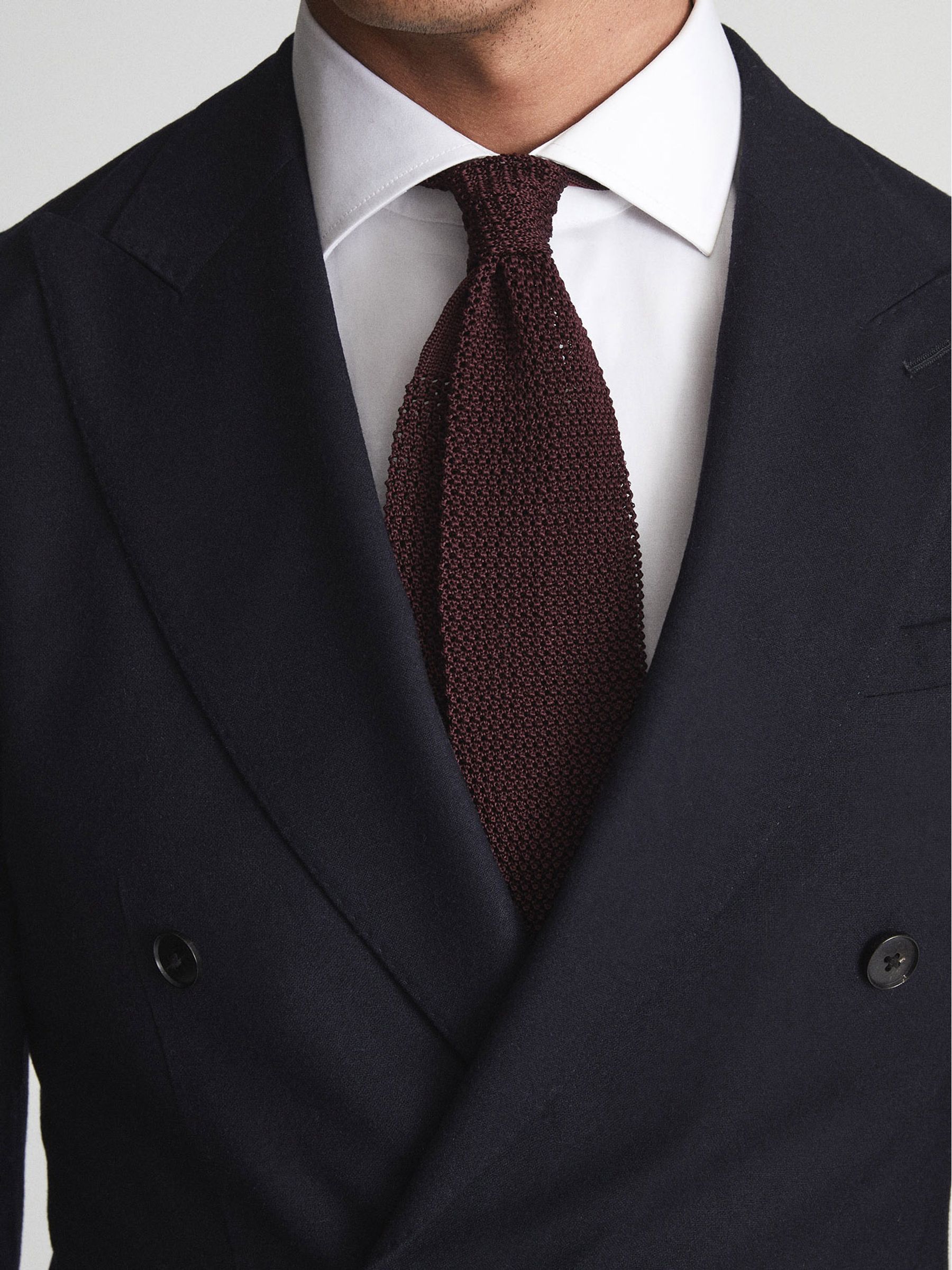 Knitted Silk Tie in Burgundy - Image 3 of 4