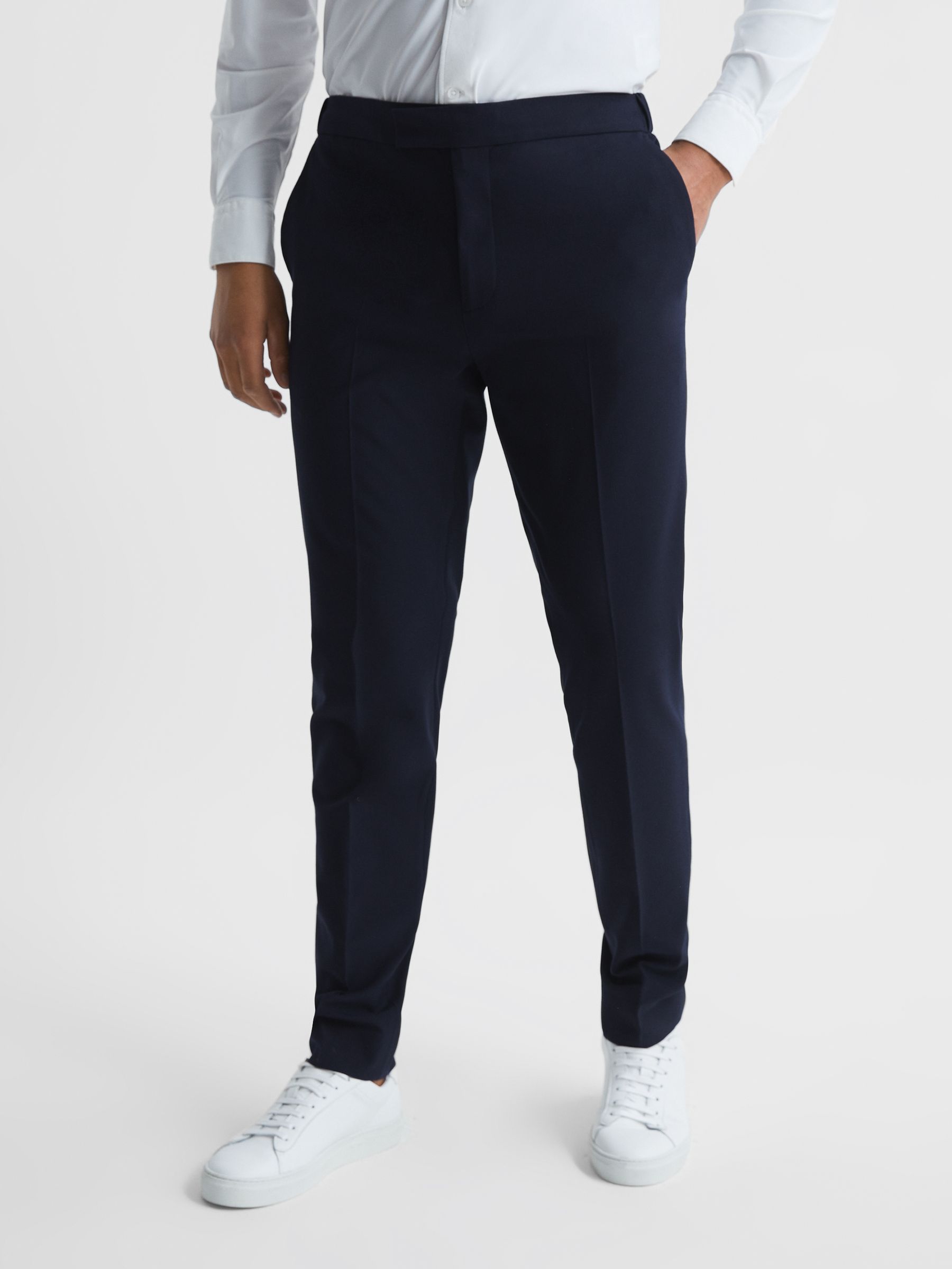 Drawcord Waist Relaxed Trousers in Navy - Image 1 of 5