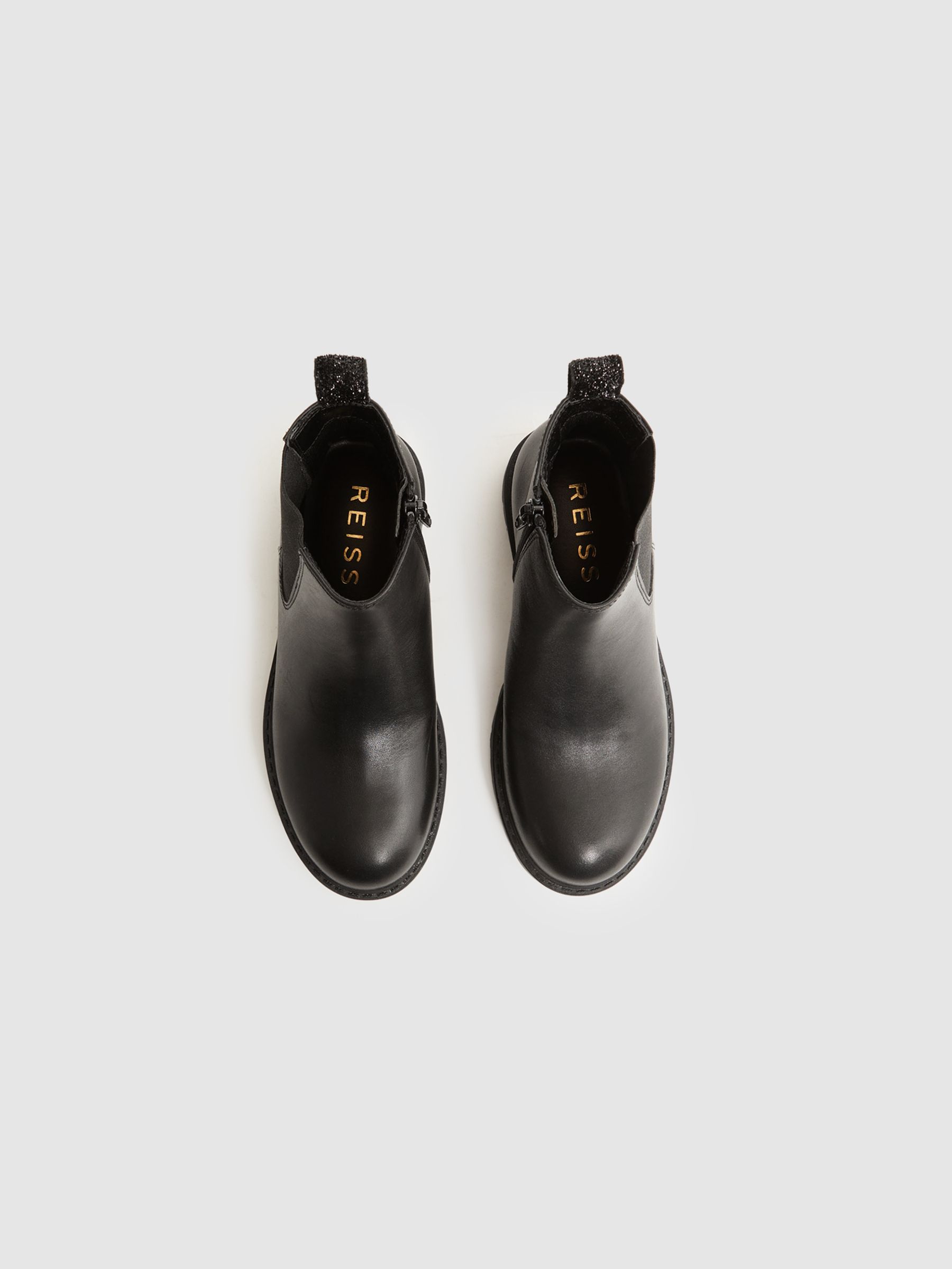 Leather Sparkle Chelsea Boots in Black - Image 3 of 5