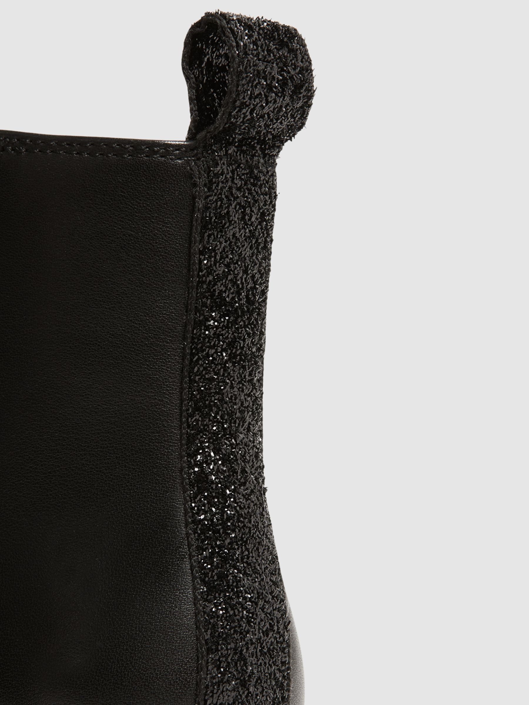 Leather Sparkle Chelsea Boots in Black - Image 5 of 5