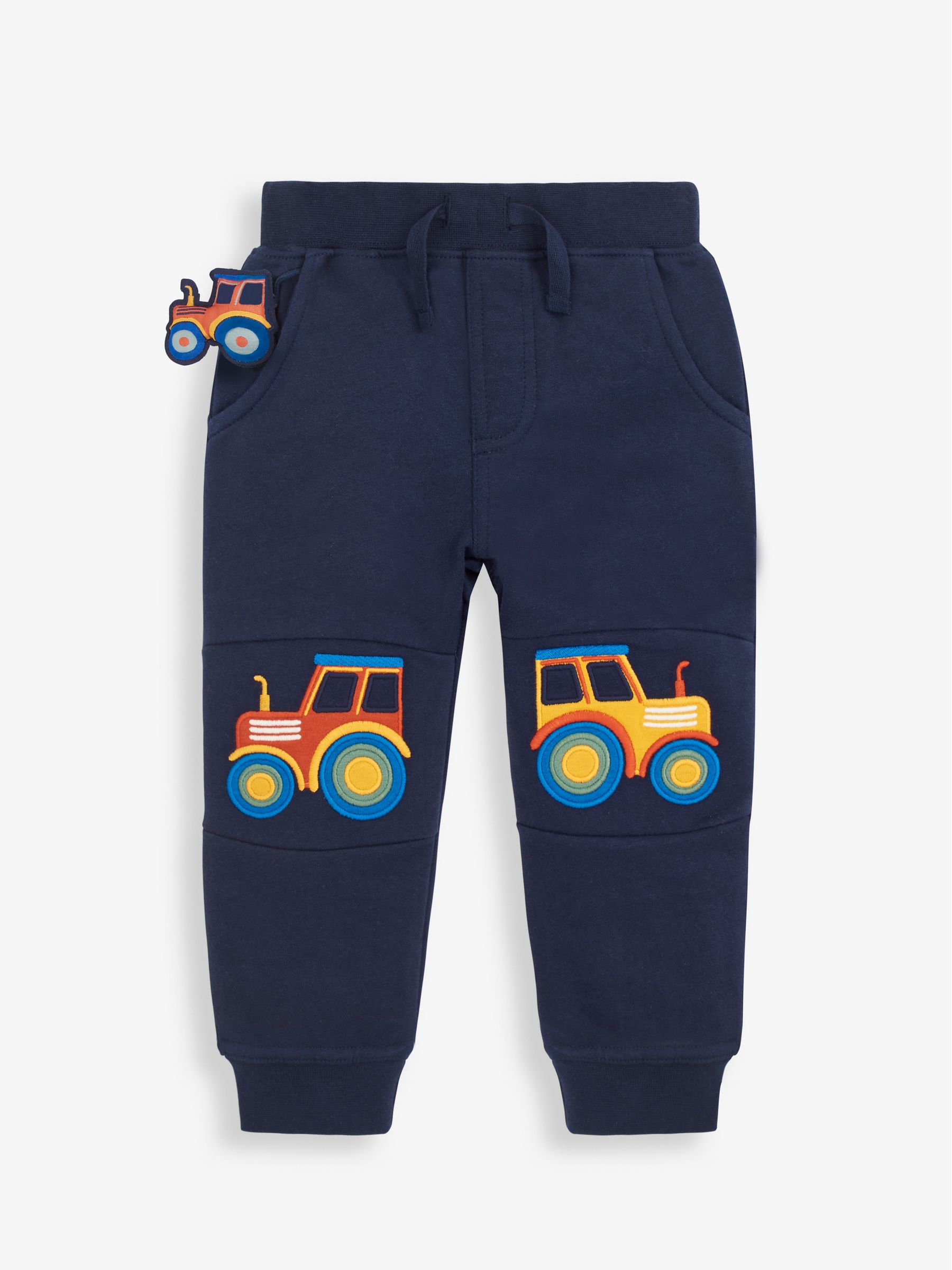 Navy Blue Tractor Appliqué Knee Joggers With Pet In Pocket - Image 1 of 2