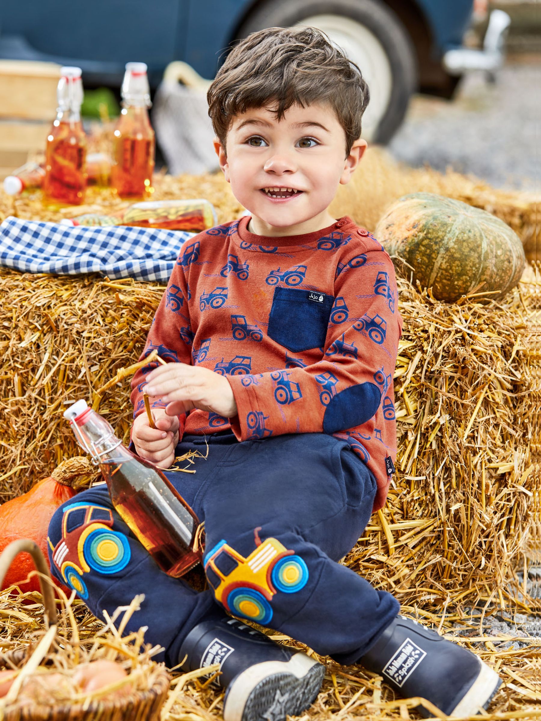 Navy Blue Tractor Appliqué Knee Joggers With Pet In Pocket - Image 2 of 2