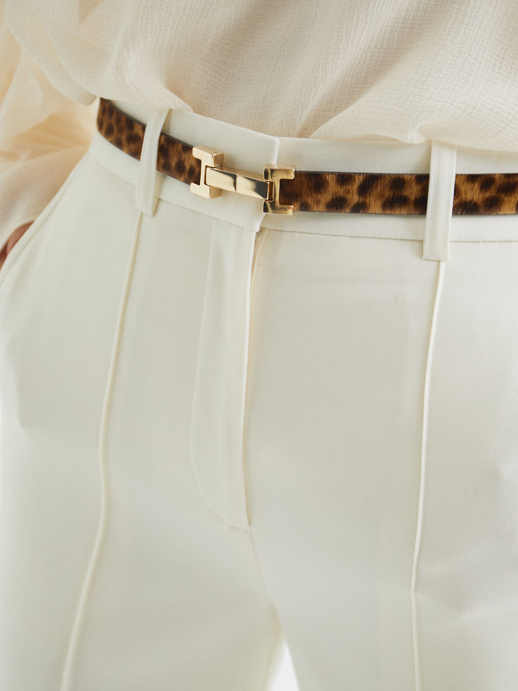 Leather Square Hinge Waist Belt in Brown - Image 3 of 6