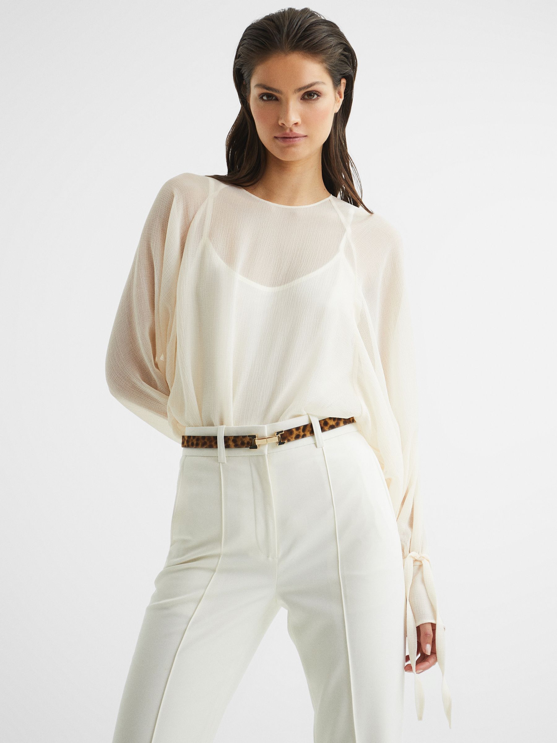 Leather Square Hinge Waist Belt in Brown - Image 4 of 6