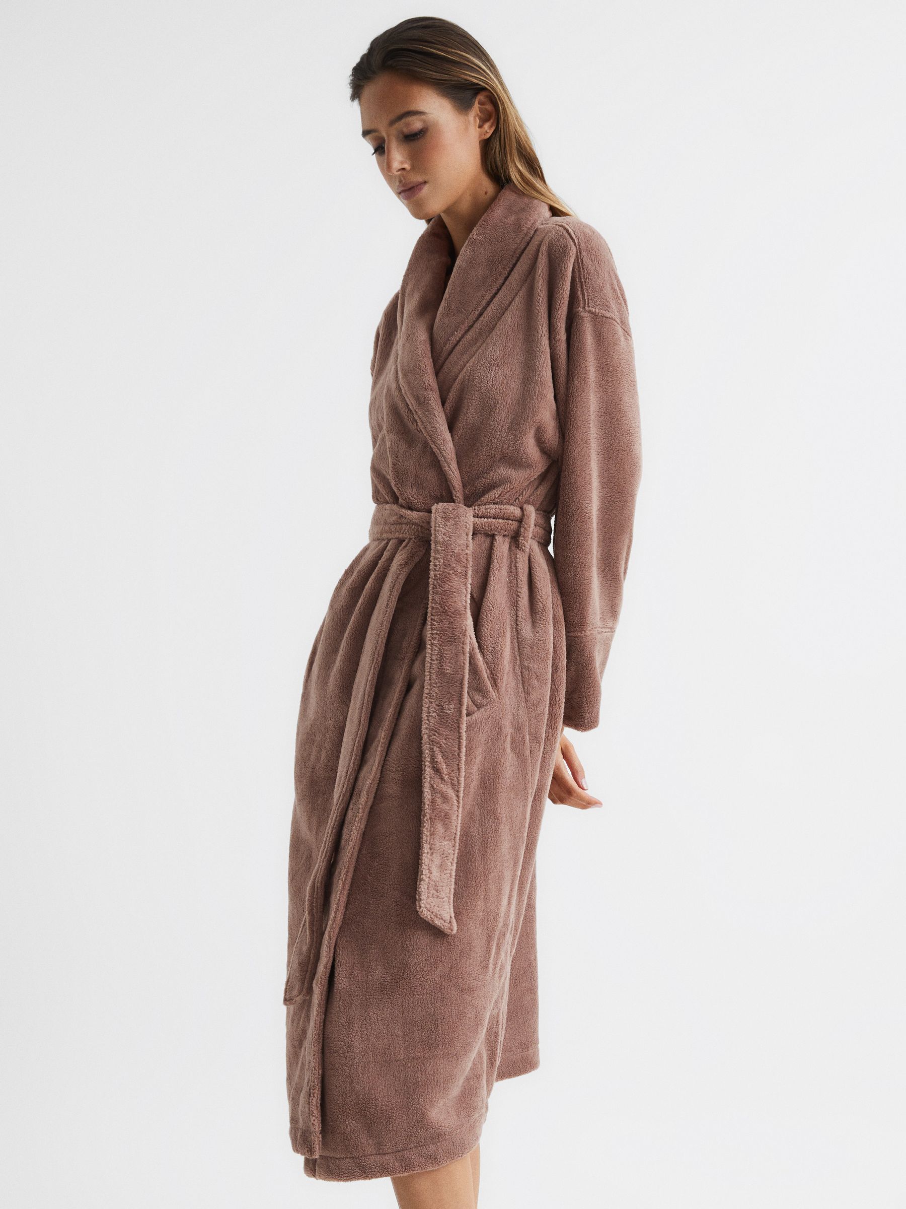Fluffy Bath Robe in Mink - Image 1 of 7