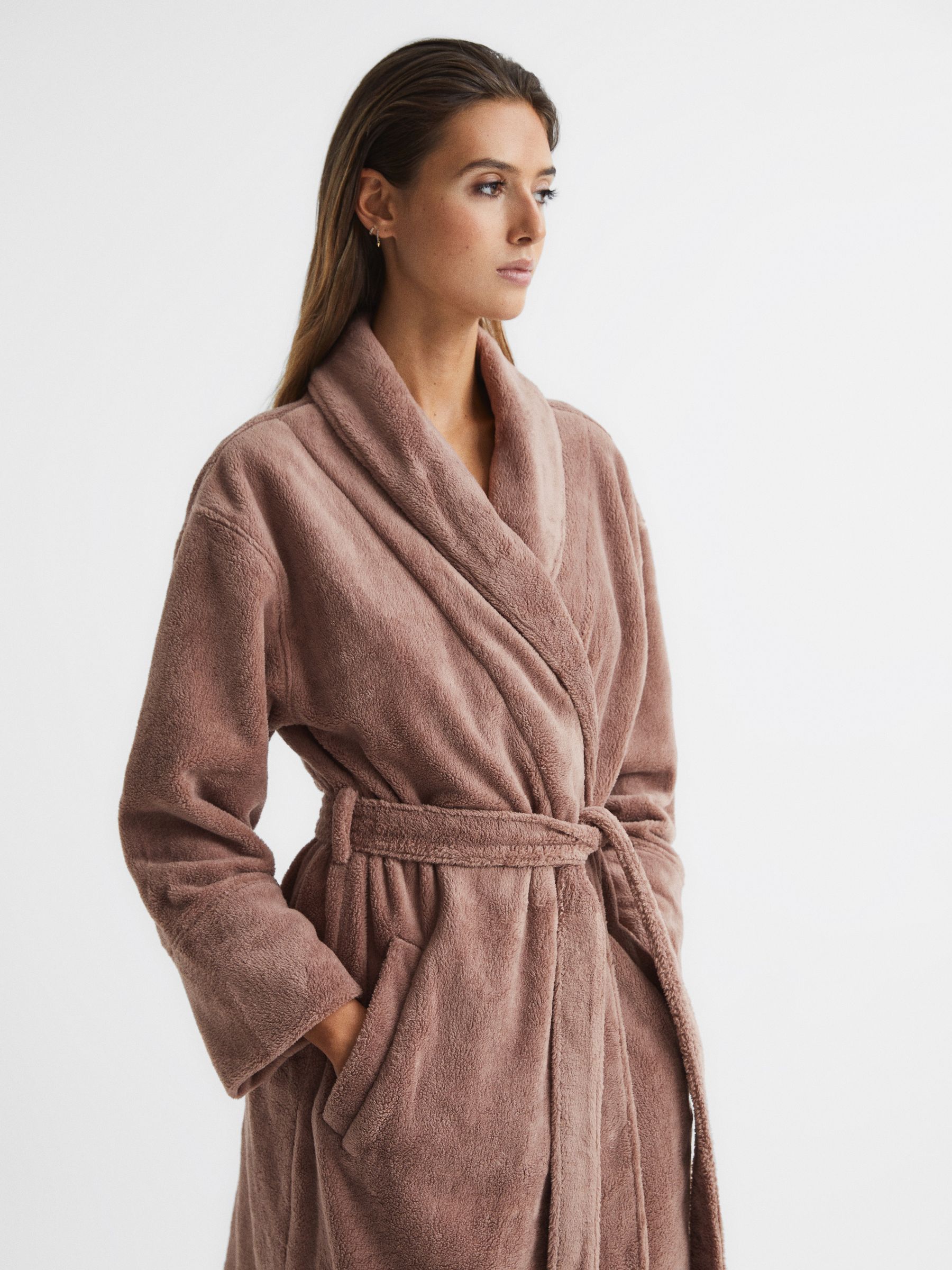 Fluffy Bath Robe in Mink - Image 6 of 7