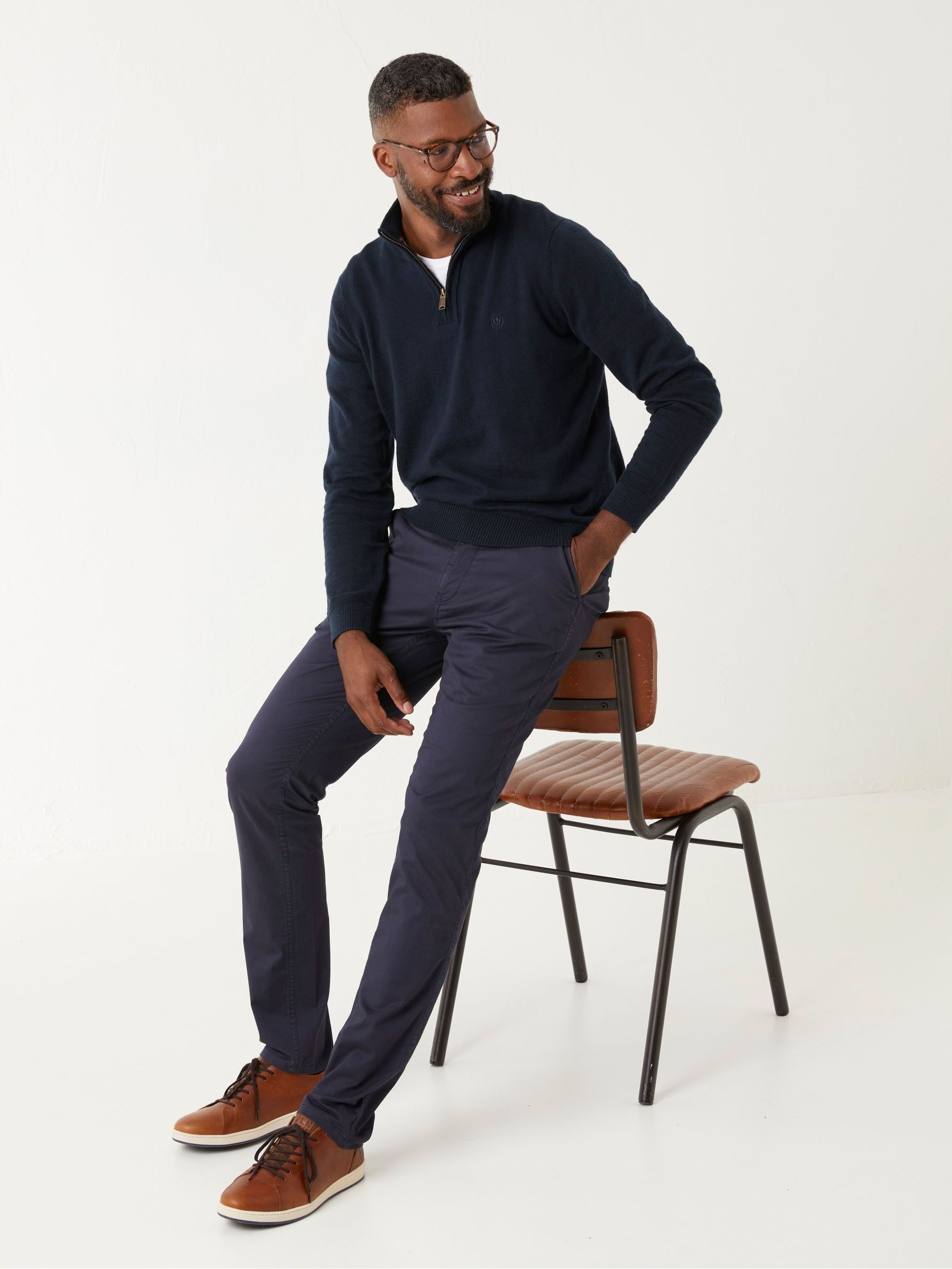 Blue Slim Stretch Chinos - Image 1 of 4