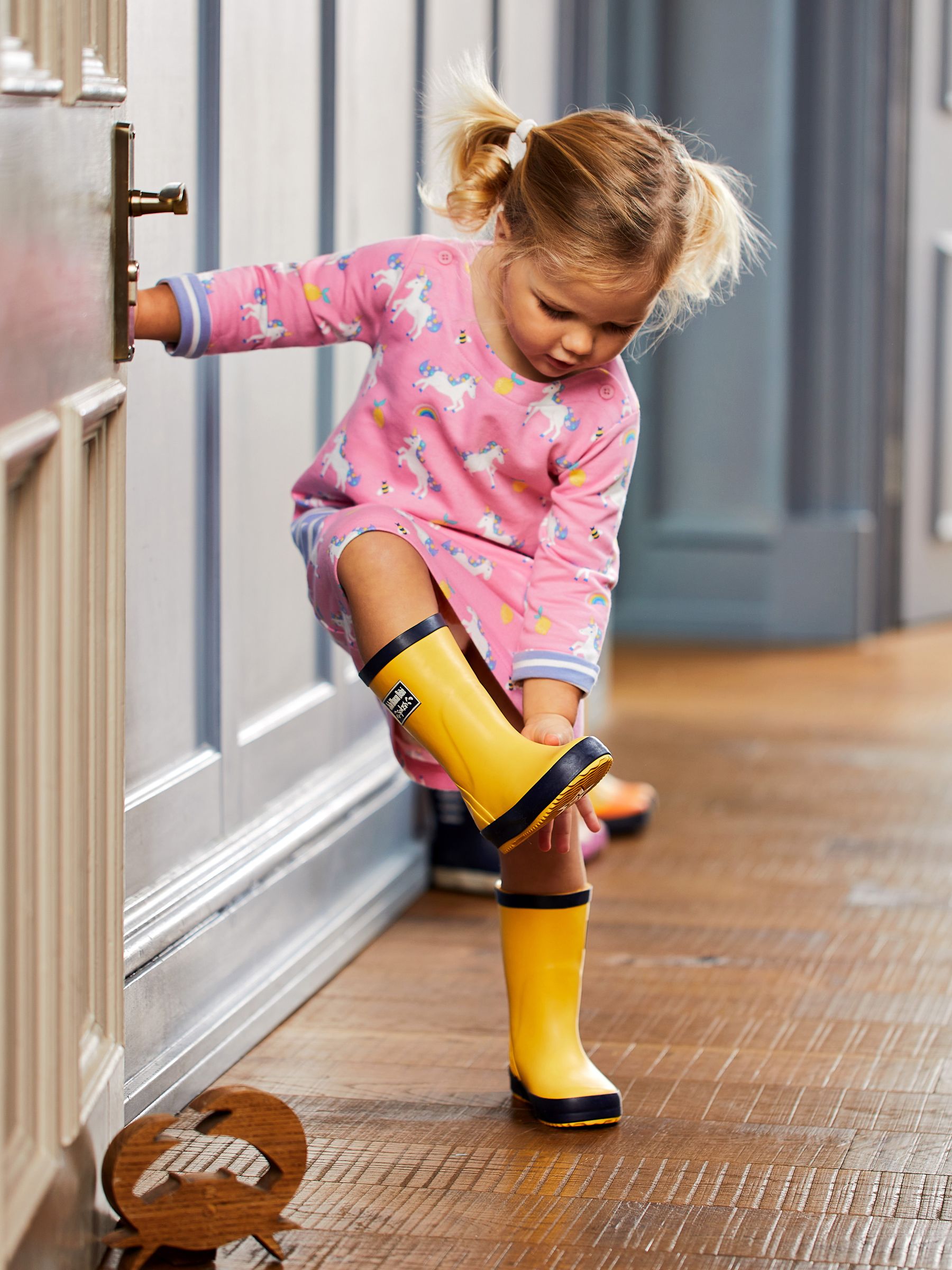 Yellow Contrast Trim Lined Wellies - Image 2 of 3