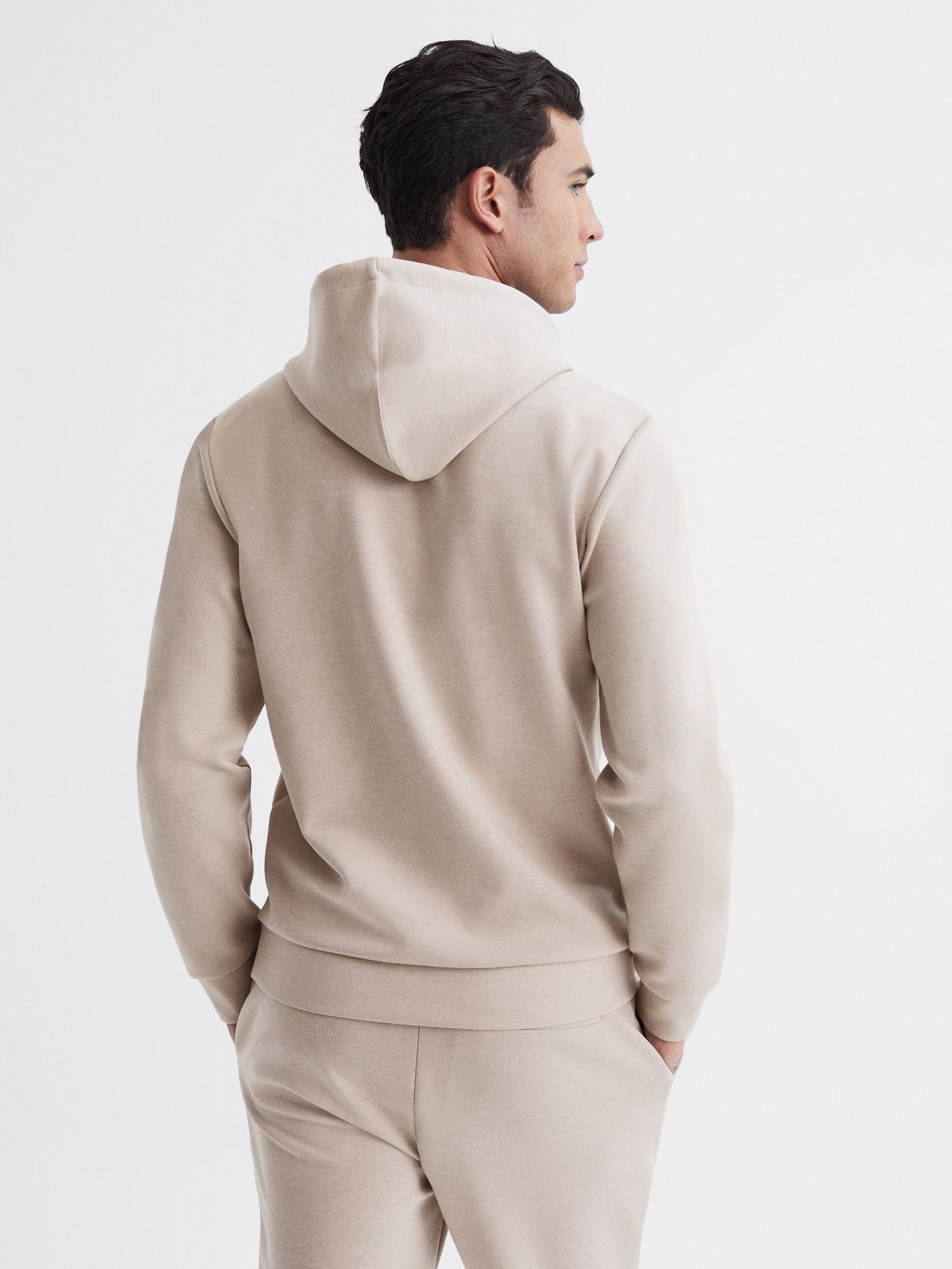Interlock Jersey Drawstring Hoodie in Oatmeal - Image 5 of 6