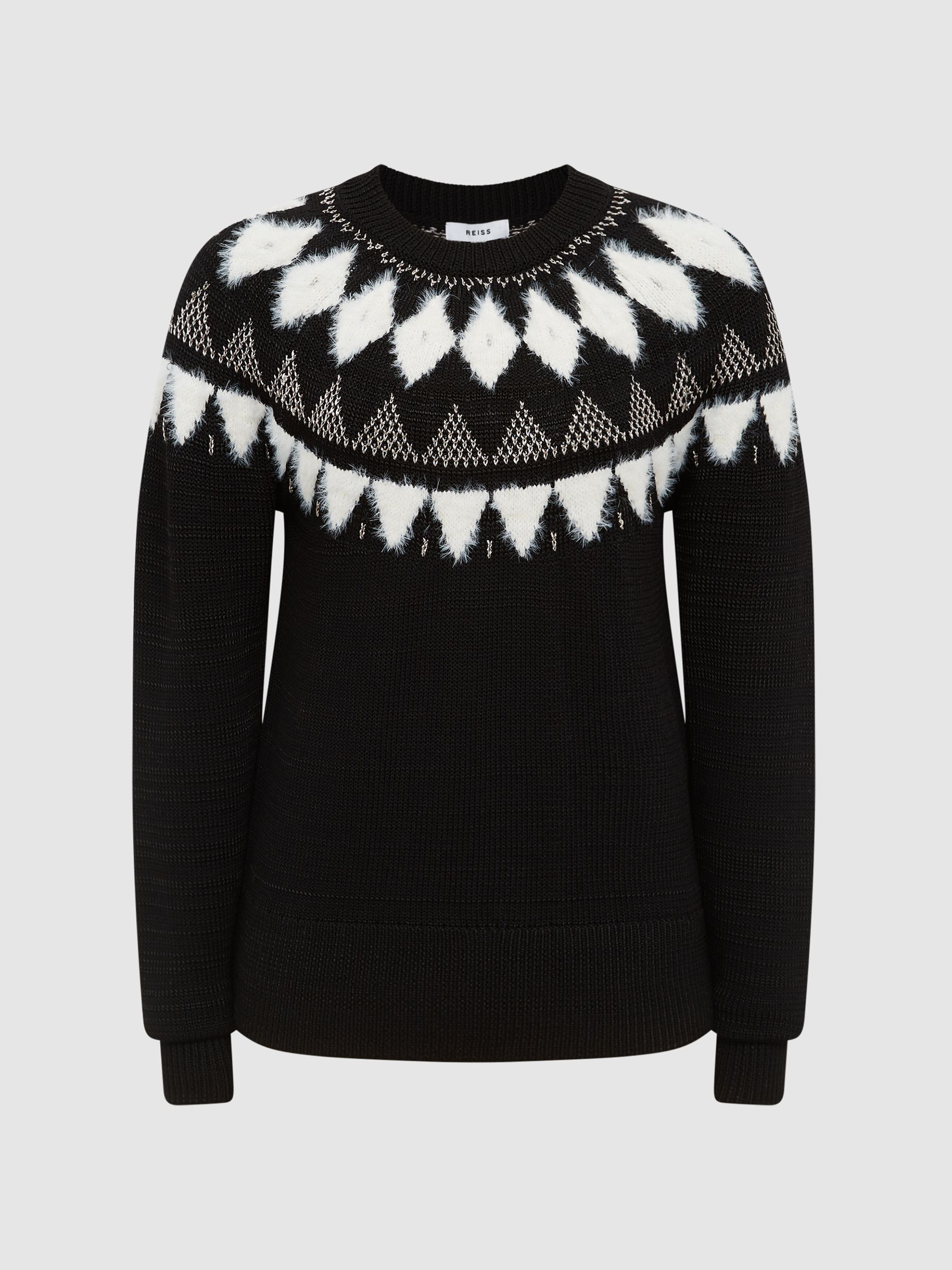 Fairisle Pattern Metallic Jumper in Black - Image 2 of 6