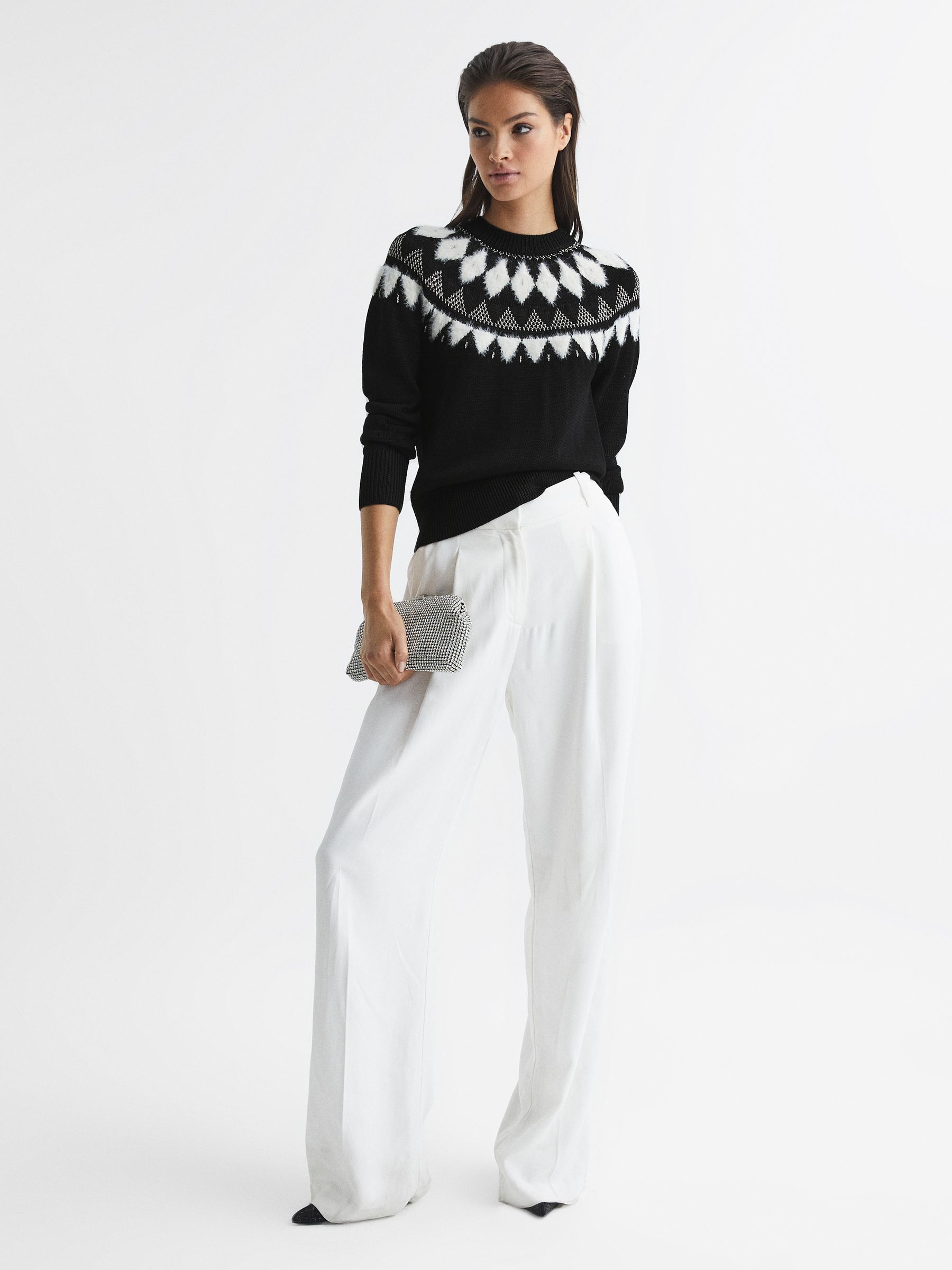 Fairisle Pattern Metallic Jumper in Black - Image 3 of 6