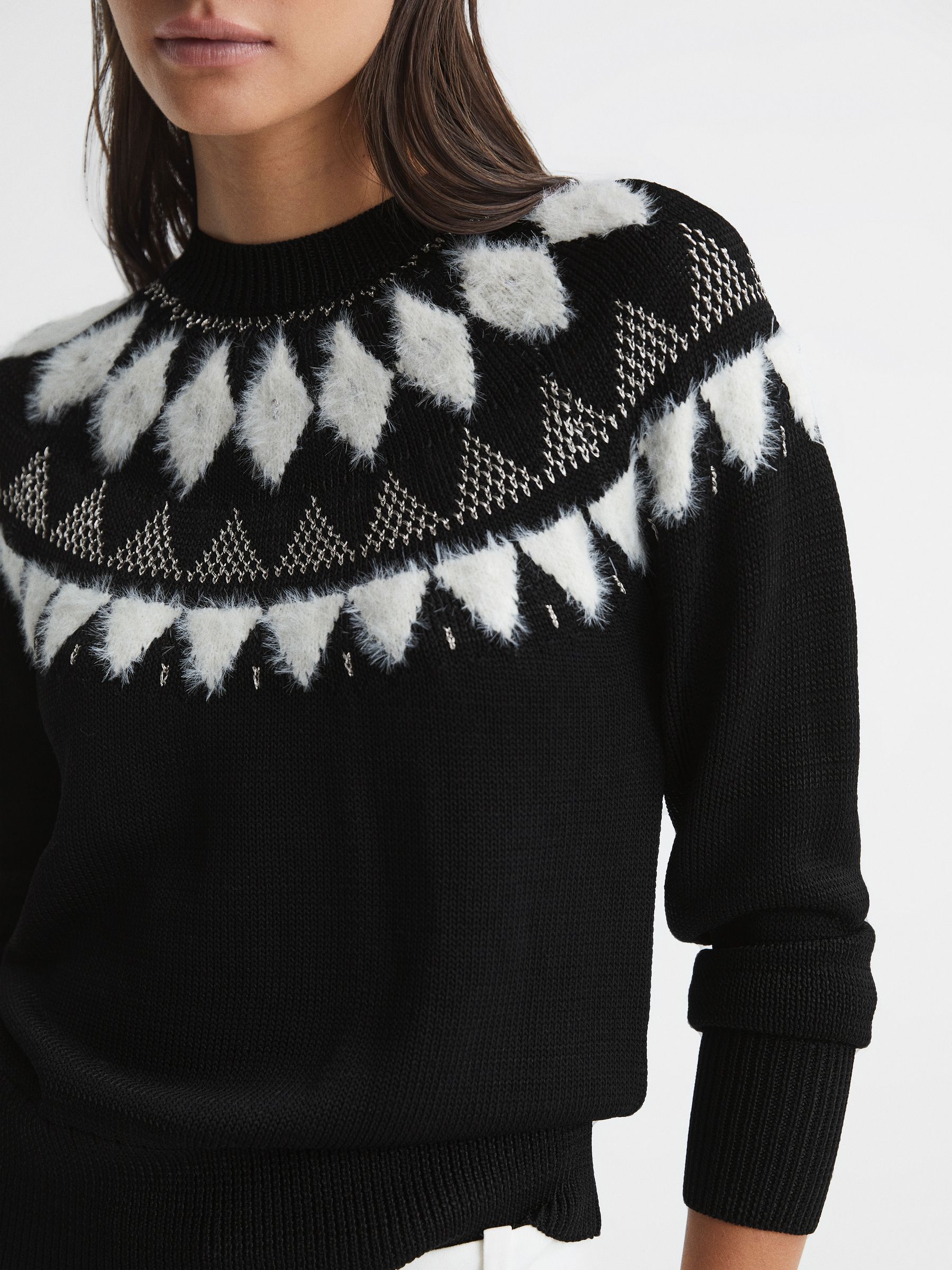 Fairisle Pattern Metallic Jumper in Black - Image 4 of 6