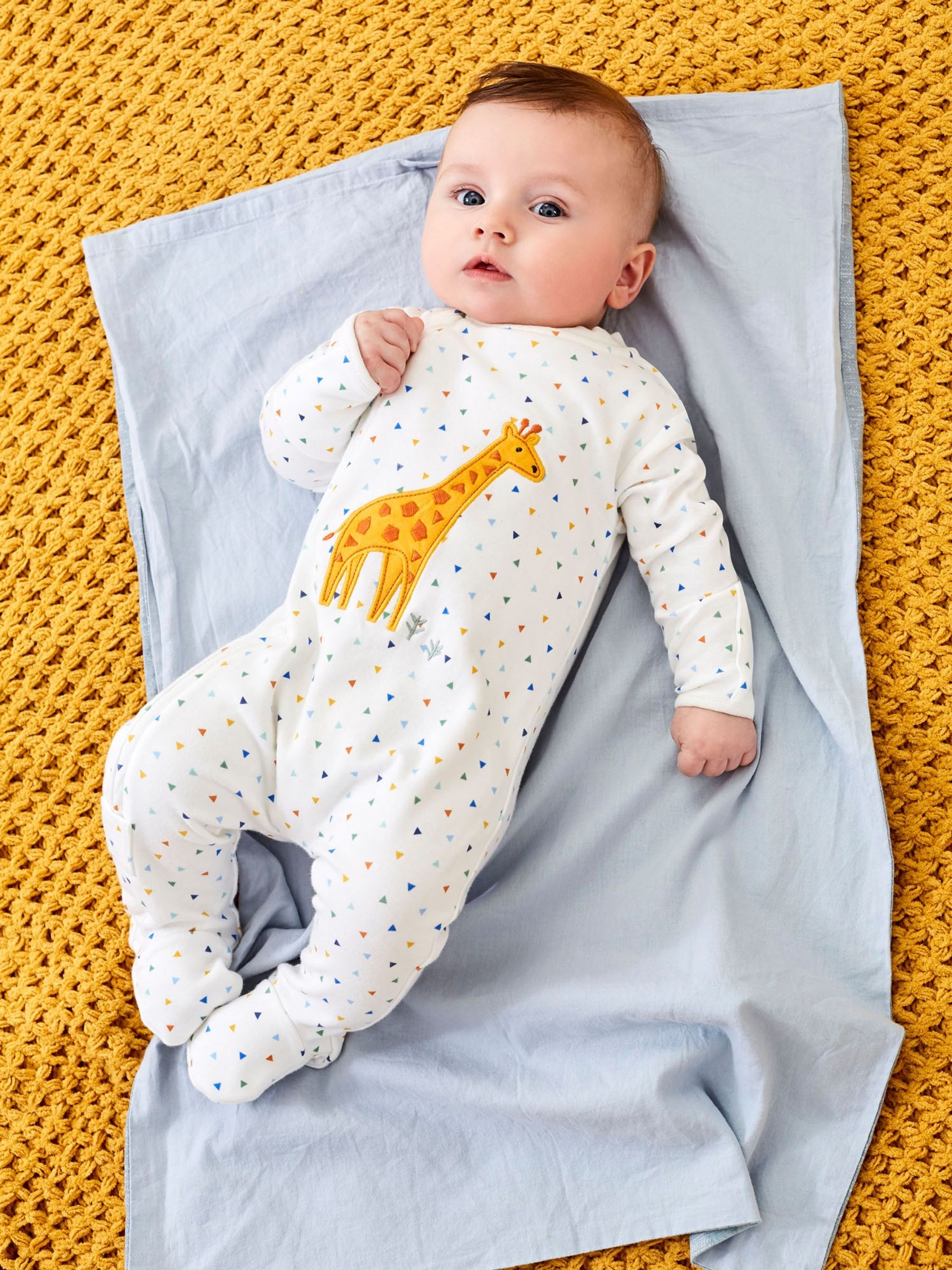 Cream Cream Giraffe Appliqué Zip Sleepsuit - Image 1 of 3