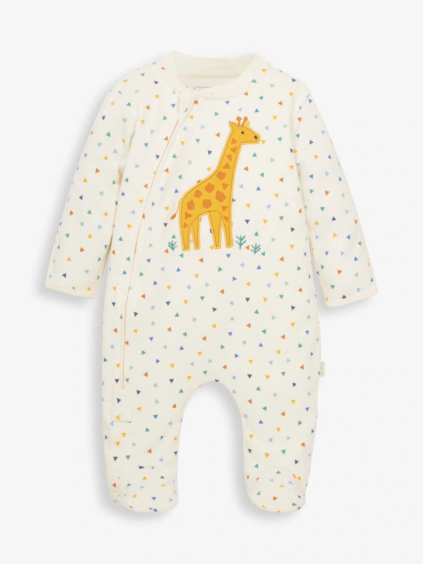 Cream Cream Giraffe Appliqué Zip Sleepsuit - Image 2 of 3