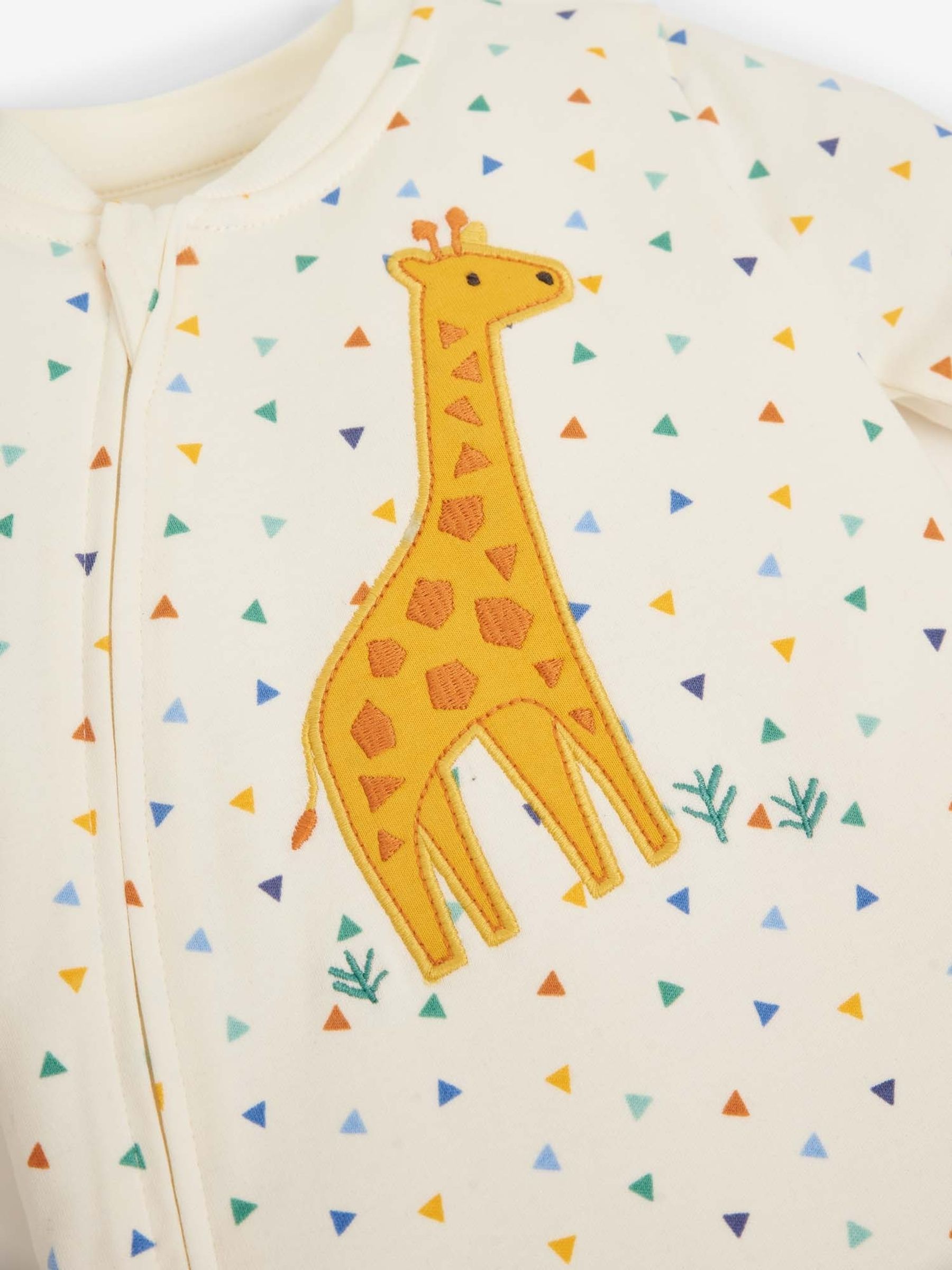 Cream Cream Giraffe Appliqué Zip Sleepsuit - Image 3 of 3