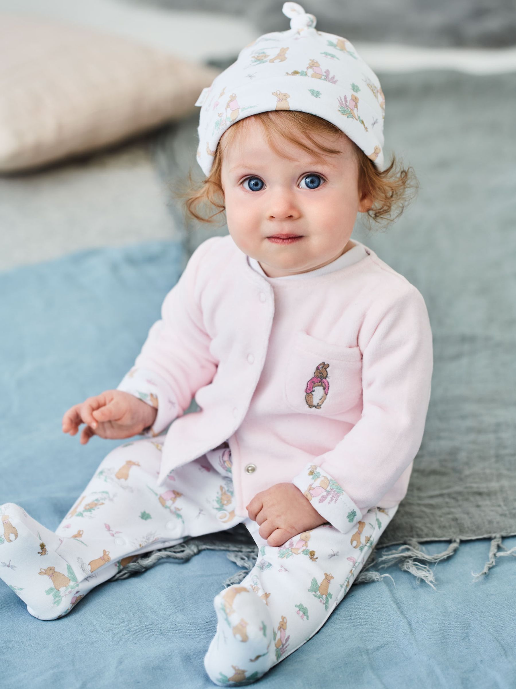 3-Piece Flopsy Bunny Sleepsuit, Jacket & Hat Set in Pink - Image 1 of 9