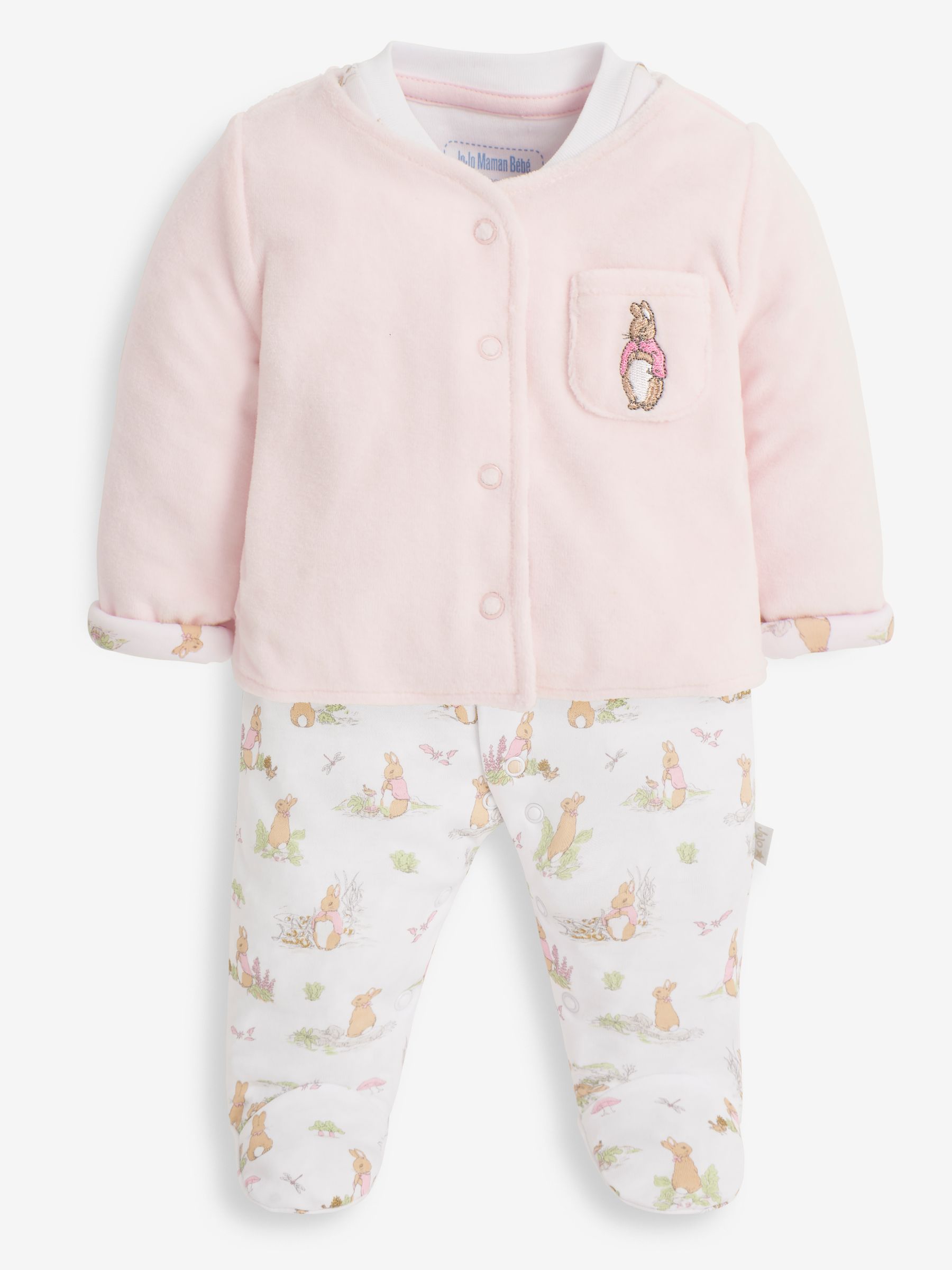 3-Piece Flopsy Bunny Sleepsuit, Jacket & Hat Set in Pink - Image 4 of 9