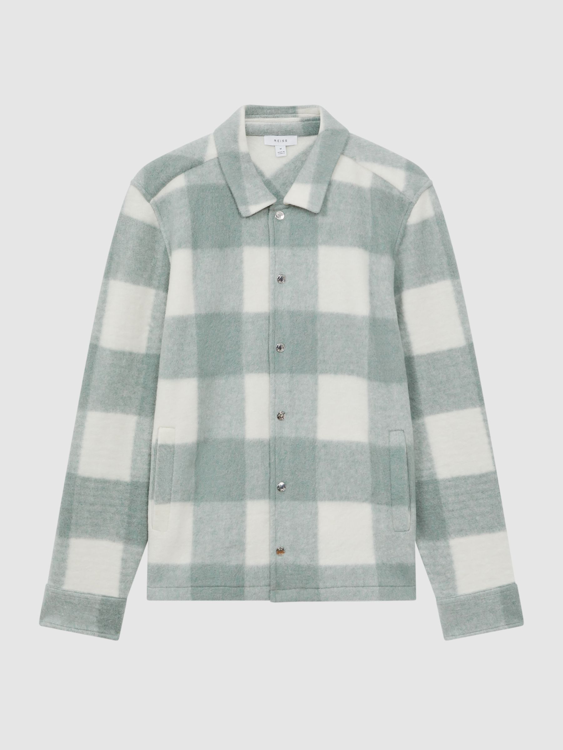 Brushed Check Overshirt in Sage/White - Image 2 of 4