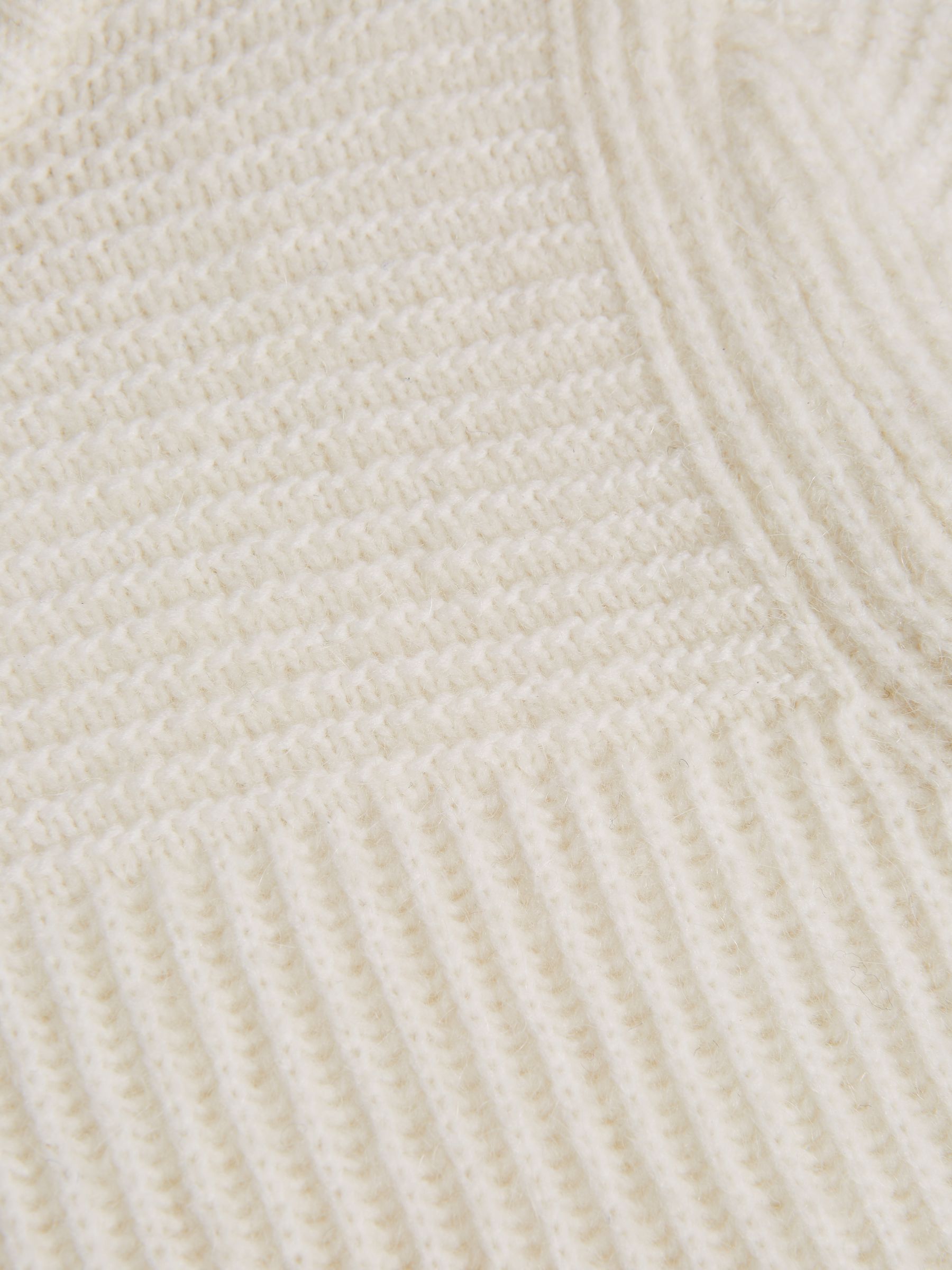 Senior Crew Neck Ribbed Wool Blend Jumper in Ecru - Image 7 of 7