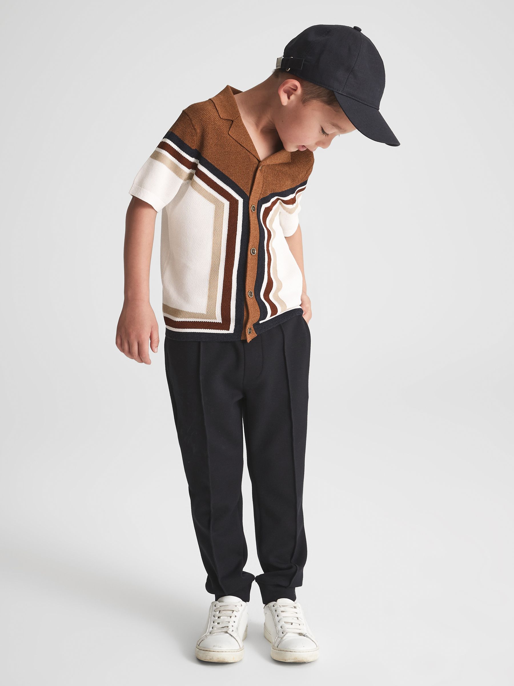 Junior Cuban Collar Panel Detail Shirt in Rust - Image 3 of 6