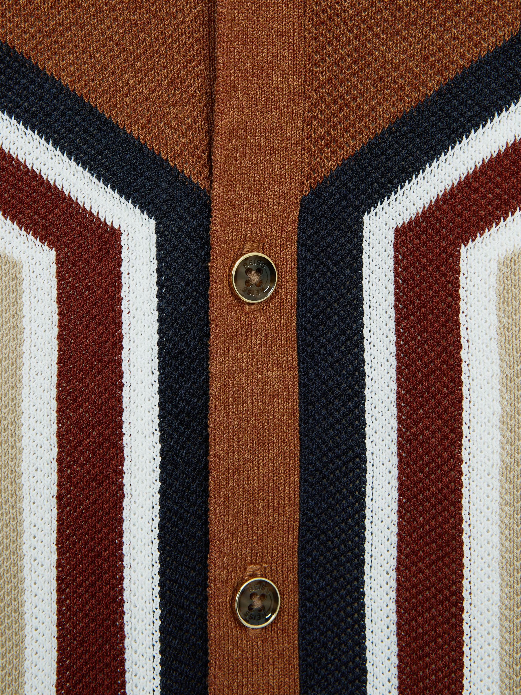 Junior Cuban Collar Panel Detail Shirt in Rust - Image 6 of 6