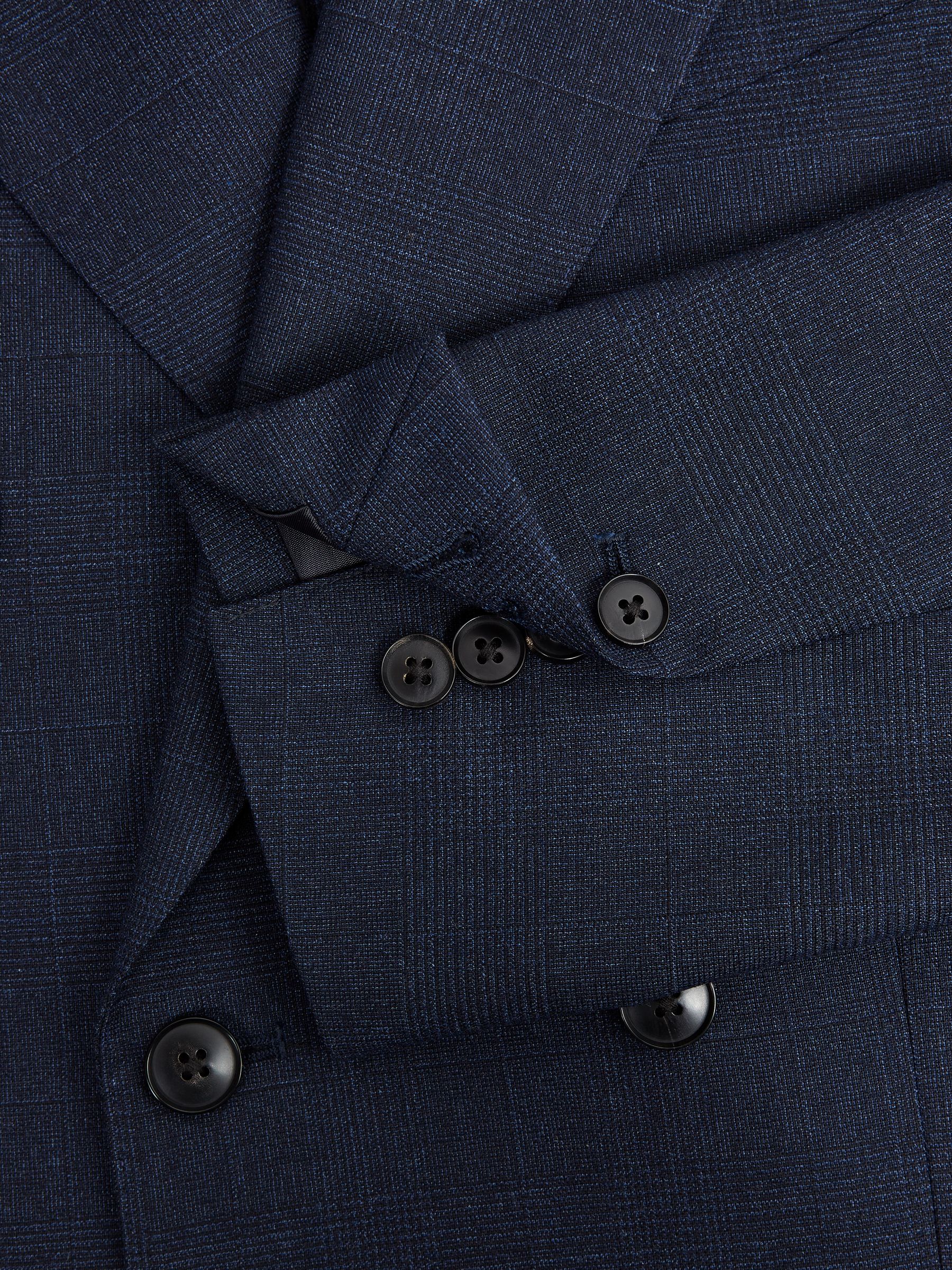 Broadgate Blue Double Breasted Prince of Wales Check Slim Fit Blazer - Image 6 of 7