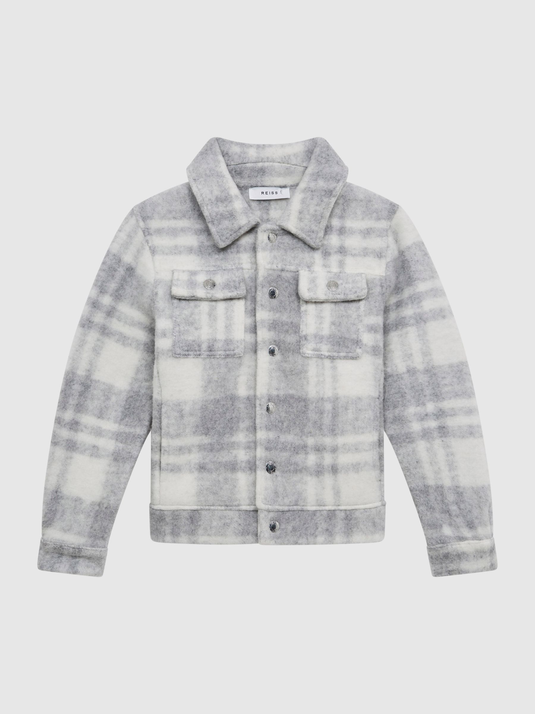 4-9 yrs Checked Overshirt in Grey/Ecru - Image 2 of 6