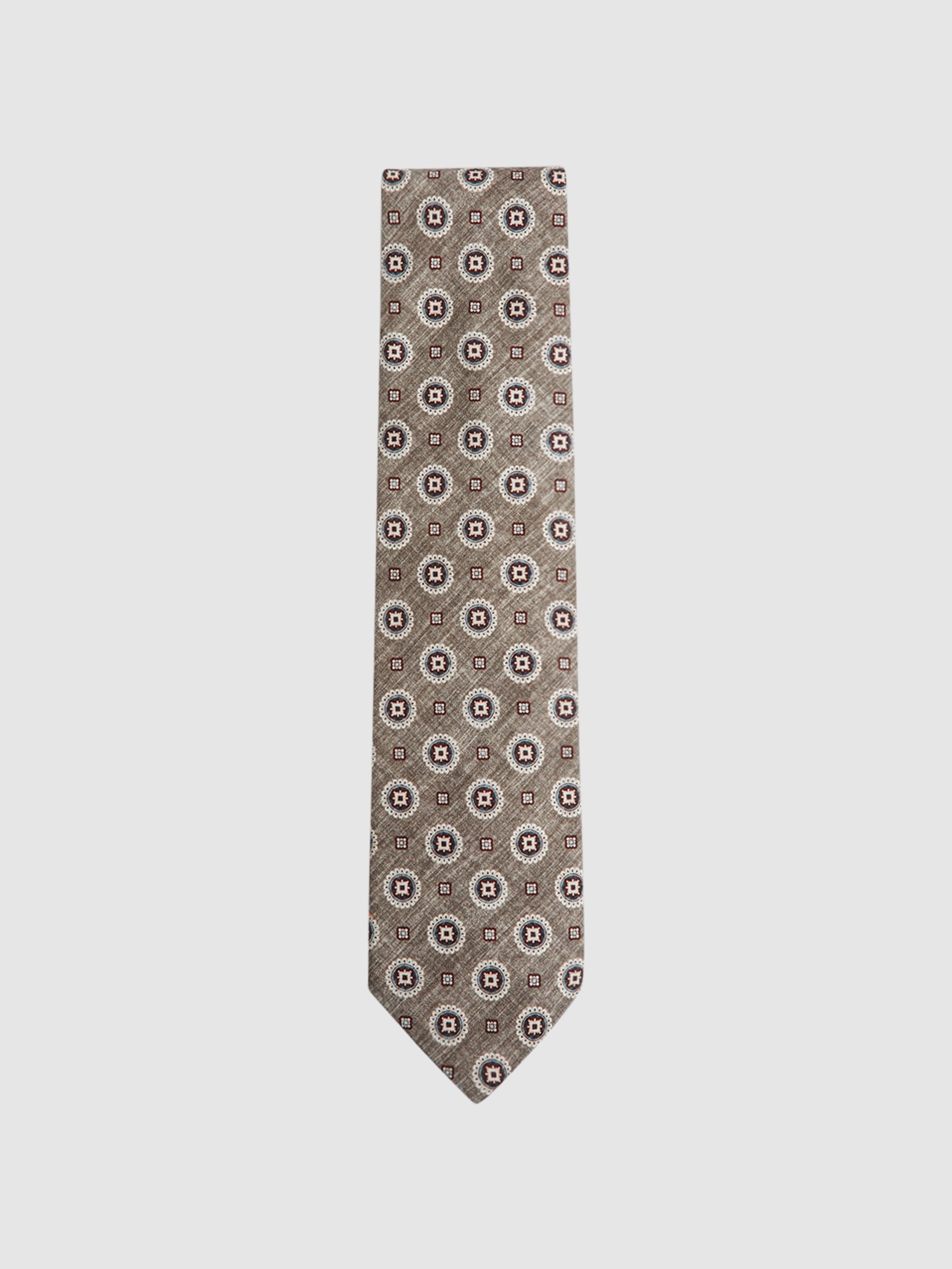 Printed Tie in Grey - Image 1 of 5 Printed Tie in Grey - Image 1 of 5