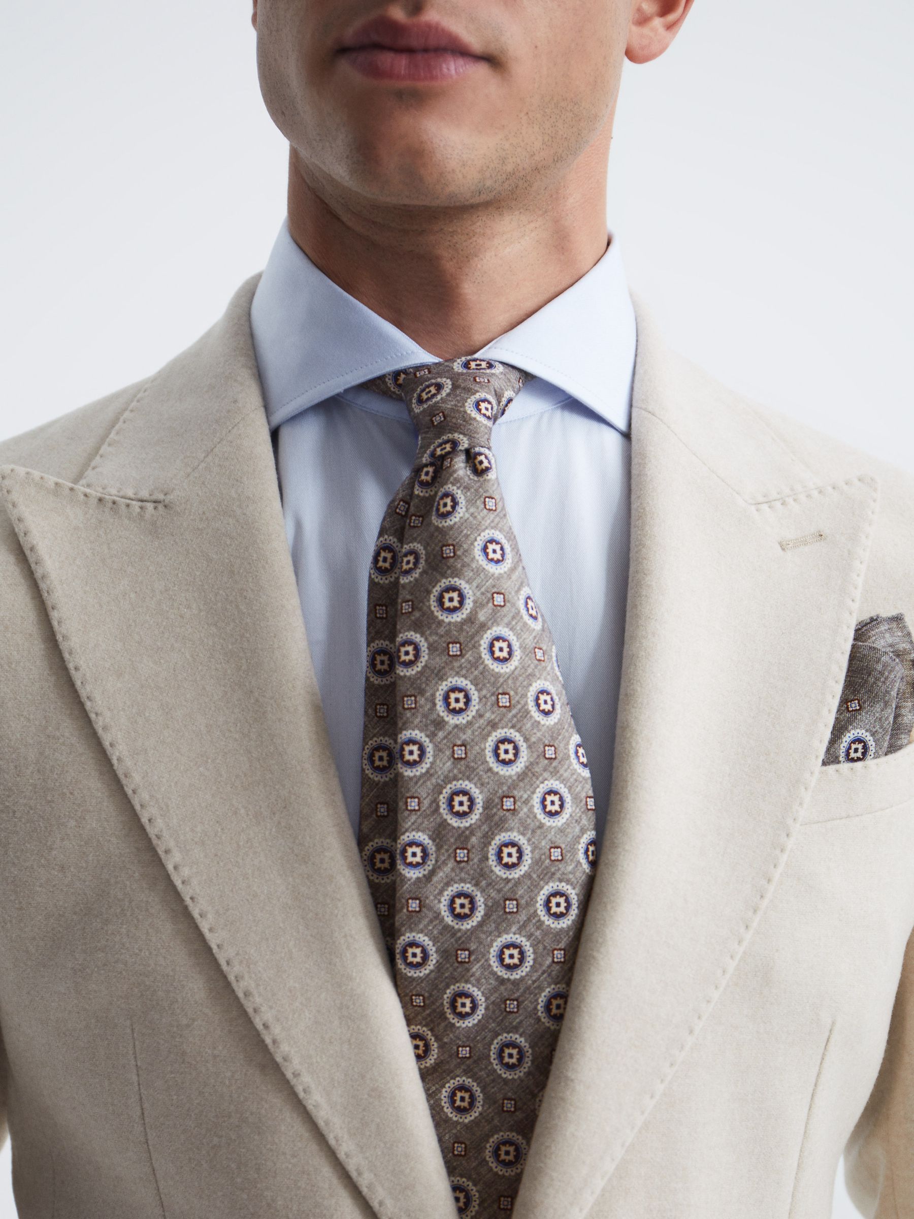 Printed Tie in Grey - Image 3 of 5