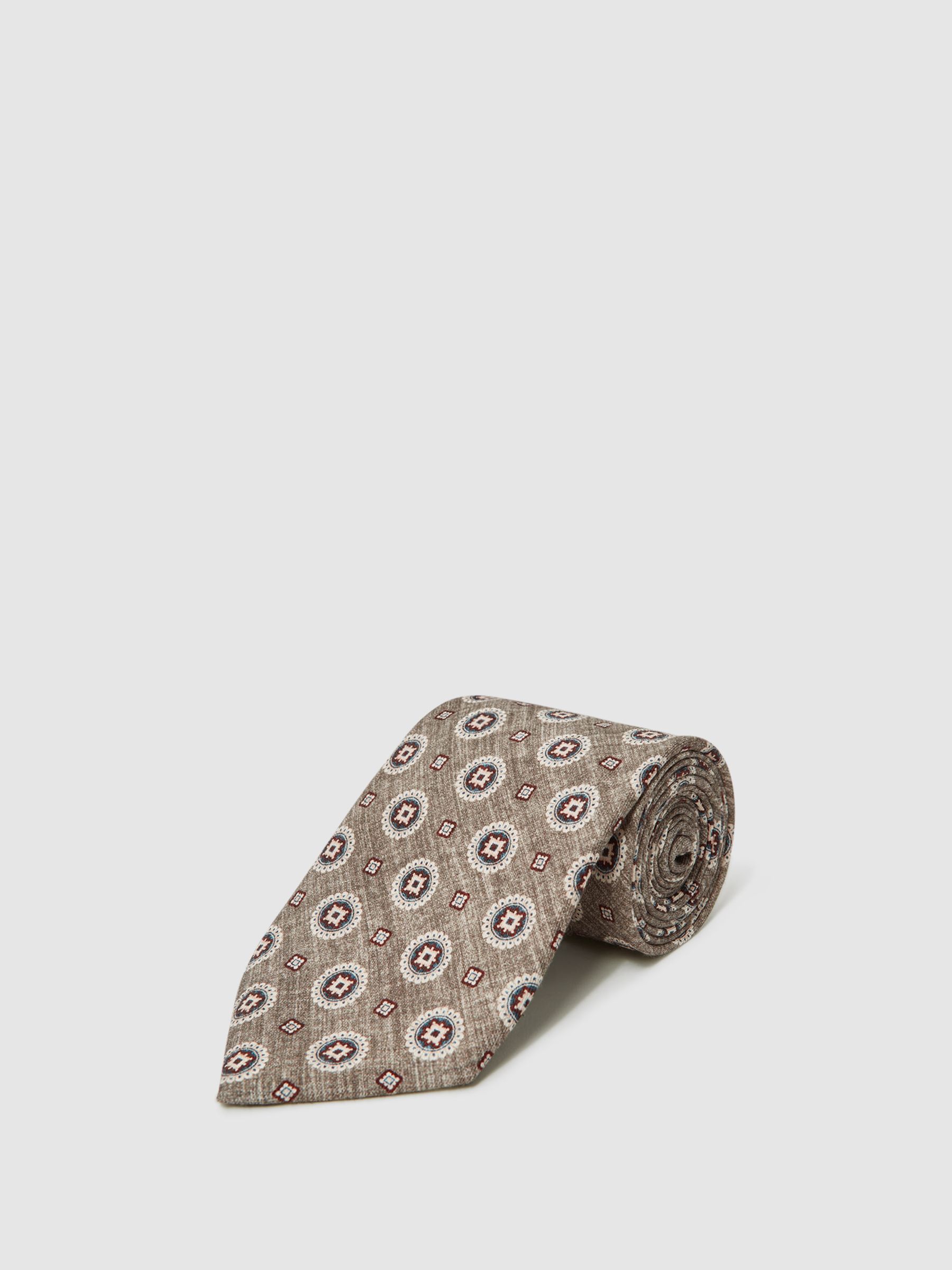 Printed Tie in Grey - Image 4 of 5