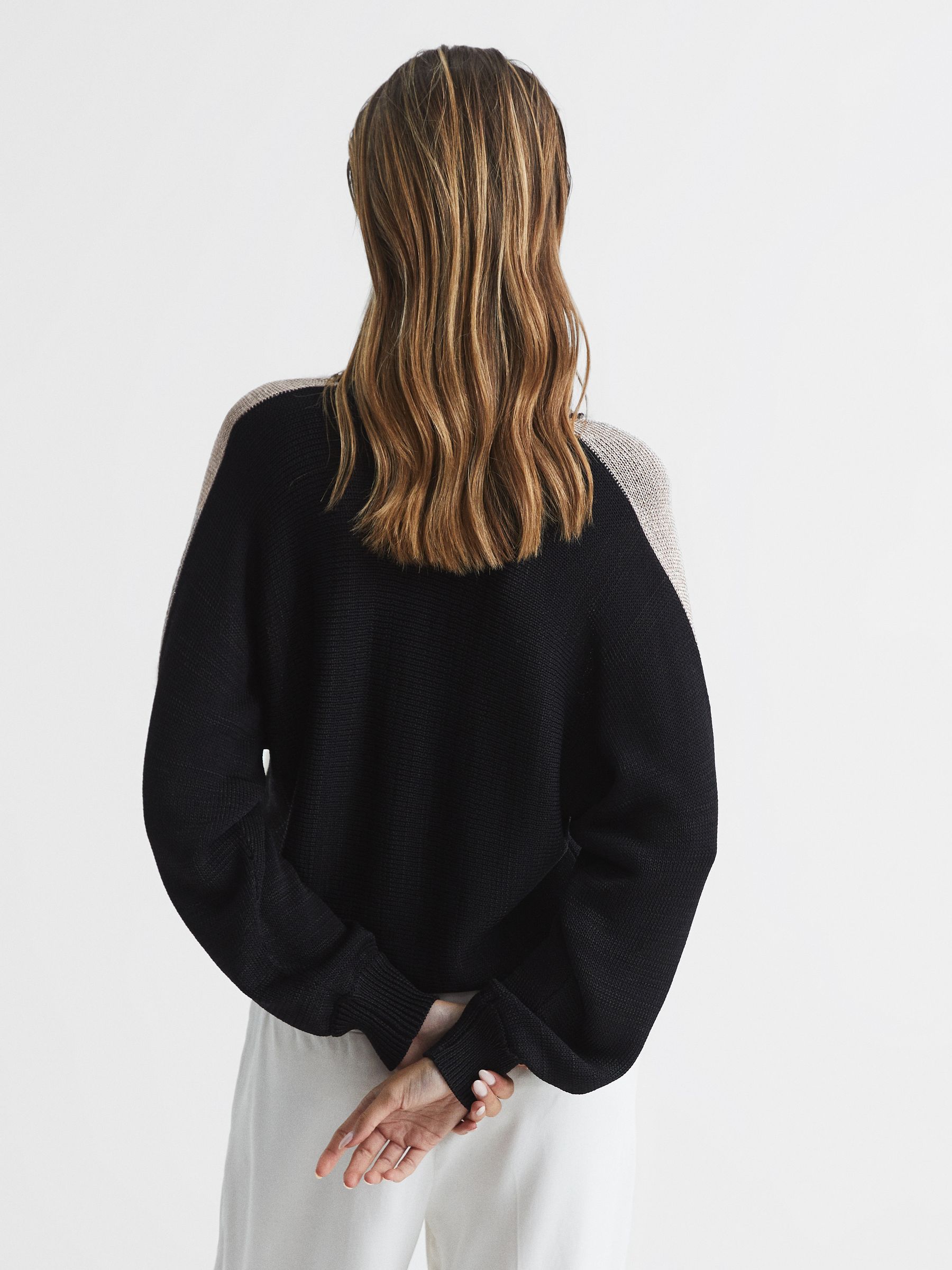 Metallic Spliced Pattern Jumper in Black - Image 5 of 7