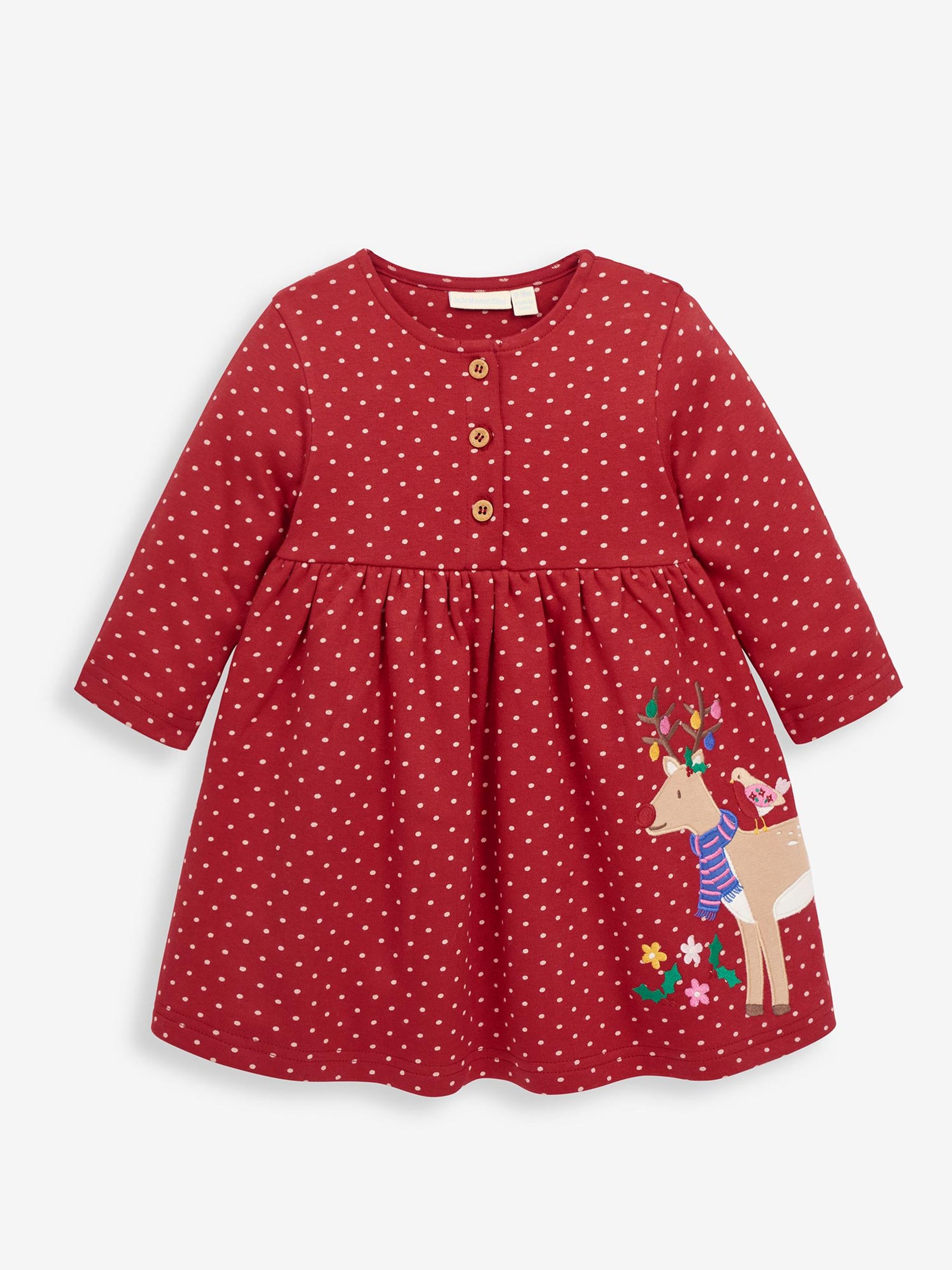 Reindeer Appliqué Dress in Red - Image 1 of 4