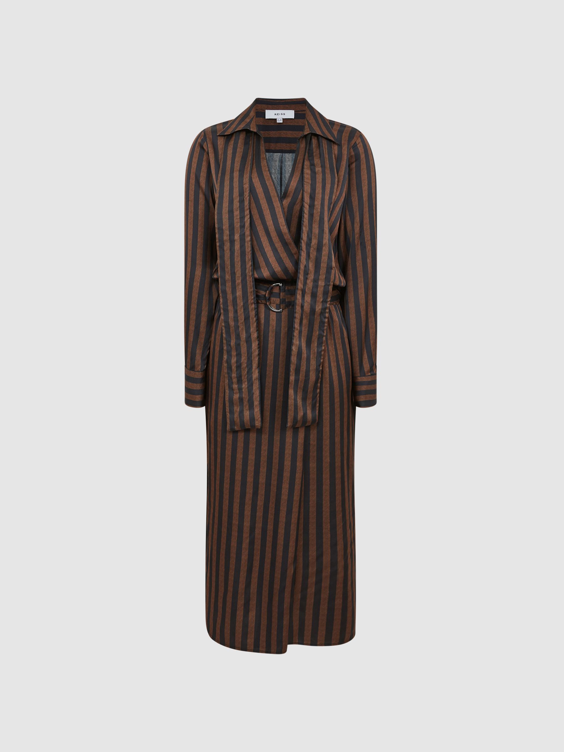 Stripe Shirt Dress in Brown - Image 2 of 9