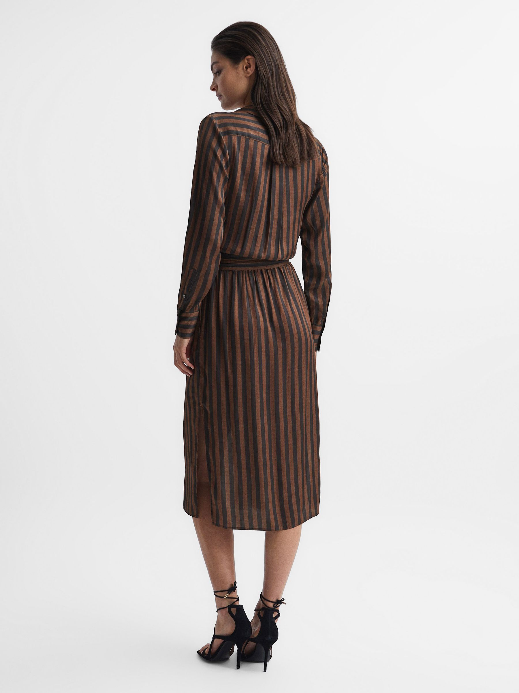 Stripe Shirt Dress in Brown - Image 5 of 9